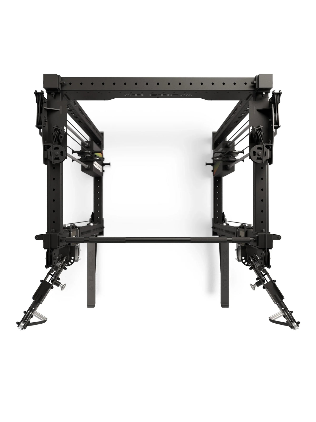 R8 Bradley EXO Power Rack with 2x210 lb weight stack, 30.5" crossbar depth - top view of the cage