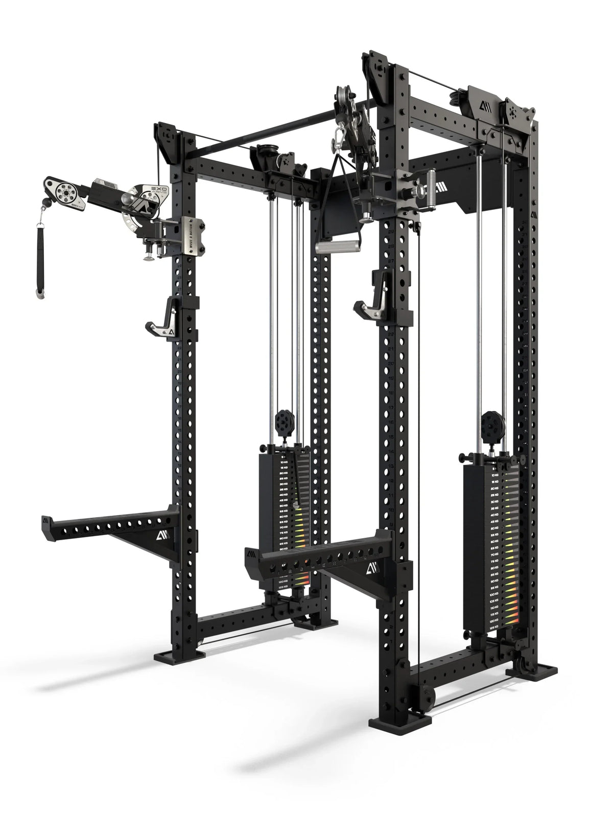 R8 Bradley EXO Power Rack with 2x275 lb Weight Stack, 30.5" Crossbar Depth and Adjustable EXO Arms