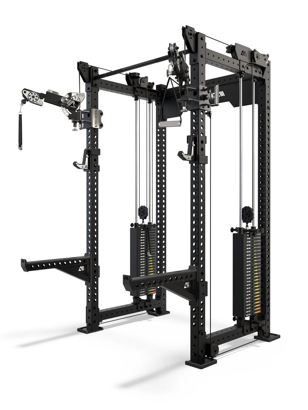 R8 Bradley EXO Power Rack with 2x275 lb Weight Stack, 30.5" Crossbar Depth and Adjustable EXO Arms