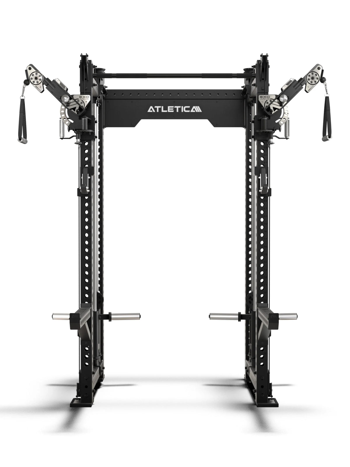 R8 Bradley EXO Power Rack Plate Loaded, 30.5" crossbar depth and adjustable EXO Arms