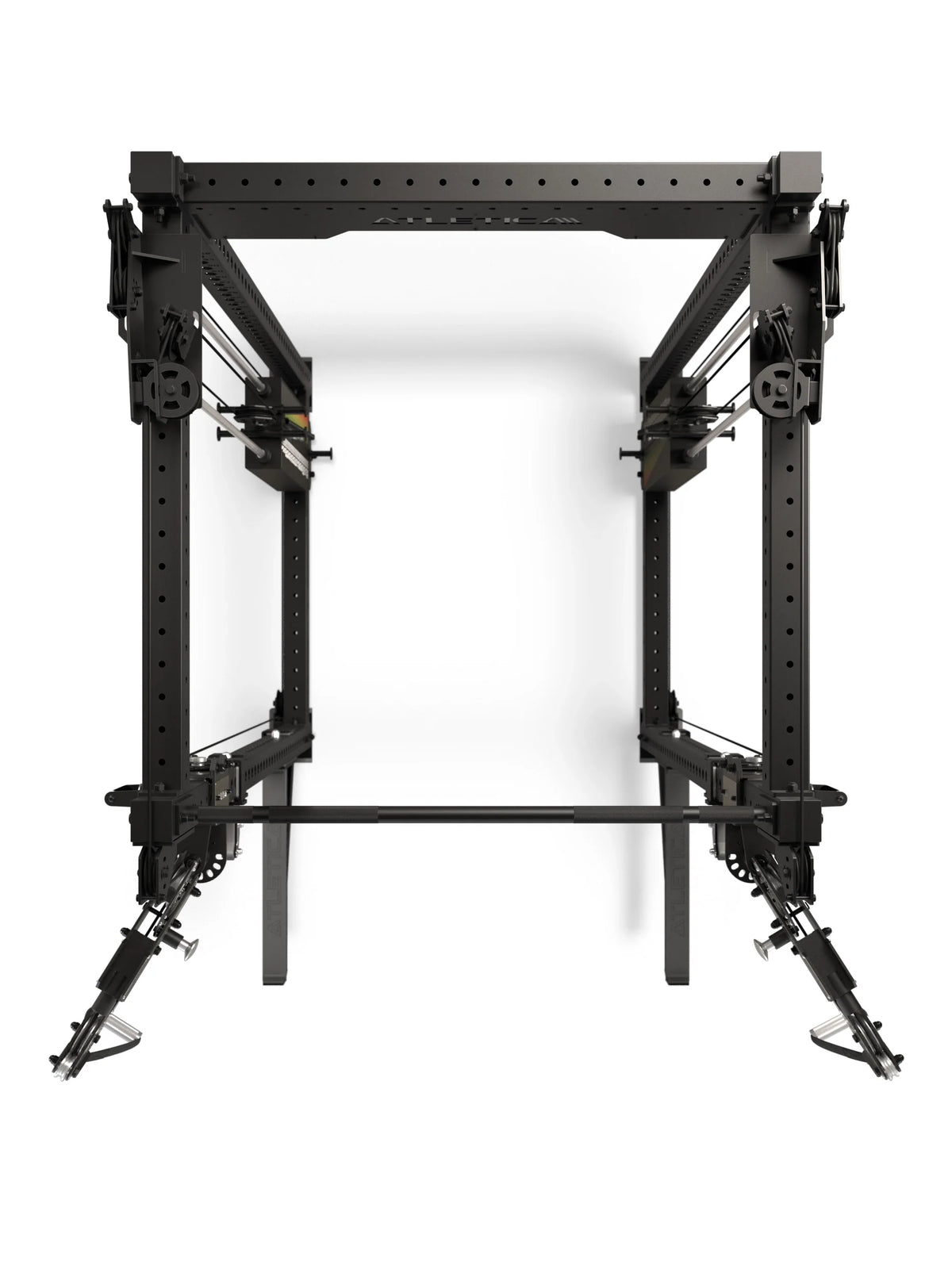 R8 Bradley EXO Power Rack with 2x275 lb weight stack, 43" Crossbar depth - top view of the cage