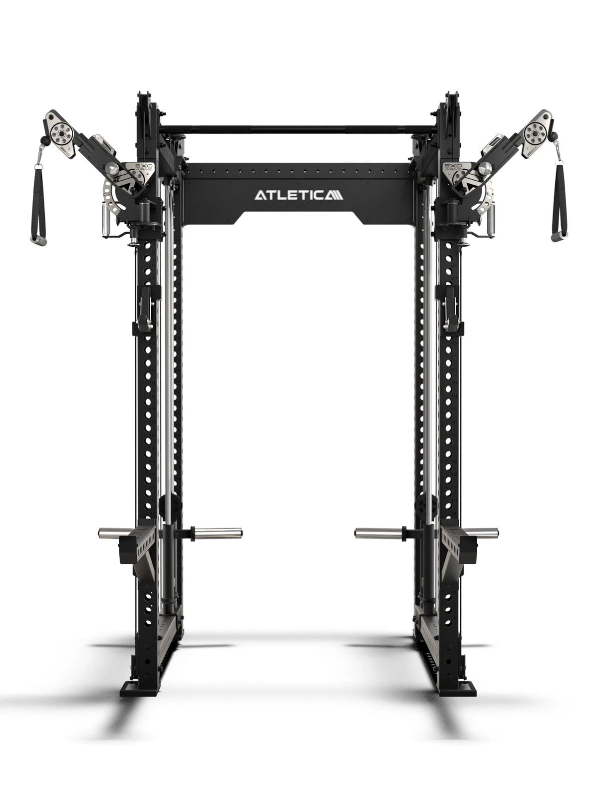 R8 Bradley EXO Power Rack Plate Loaded, 43" crossbar depth and adjustable EXO Arms