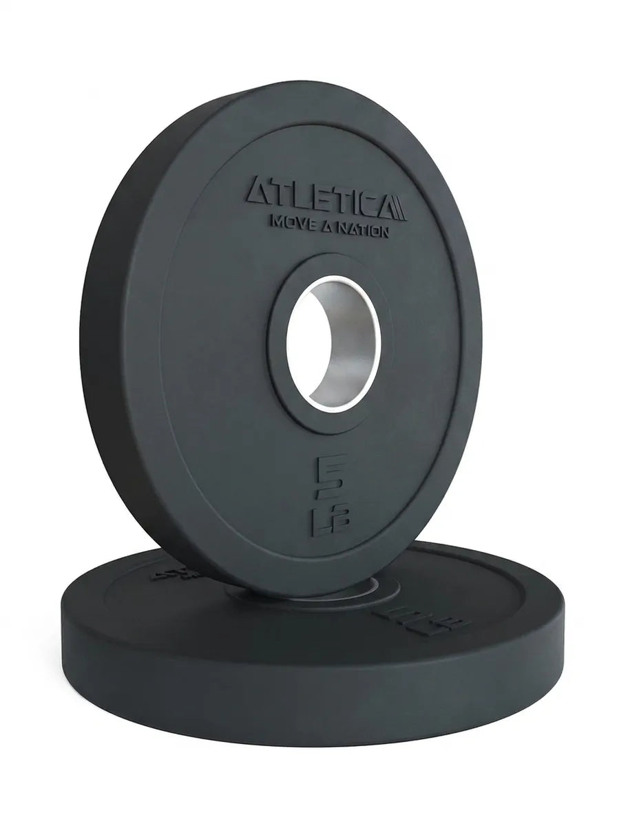 Rubber Plates - two black weight plates, 5 lb pair for strength training