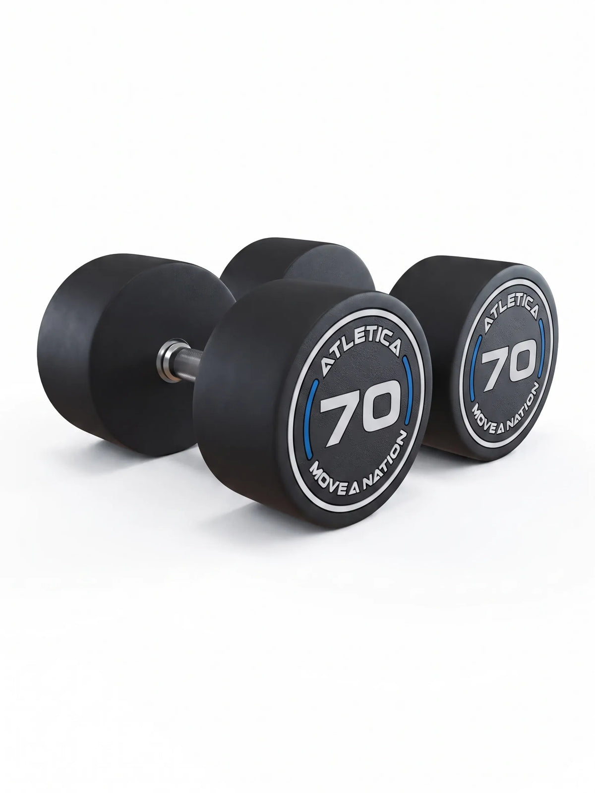 Round Dumbbells PRO In Pairs - Two Dumbbells, black Design, Weight 75 lb, made of Polyurethane, for Dumbbell Strength Training