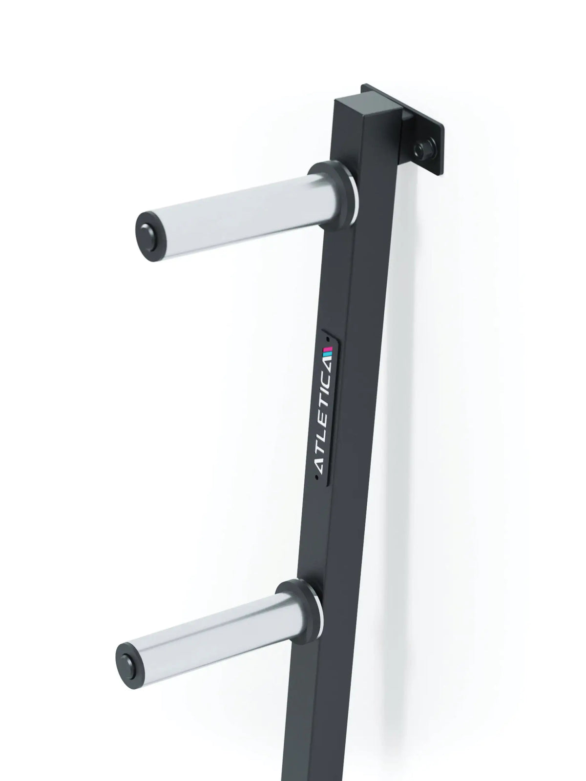 Weight Plate Holder wall mount with two silver Weight Plate holders – for organized storage directly on the rack
