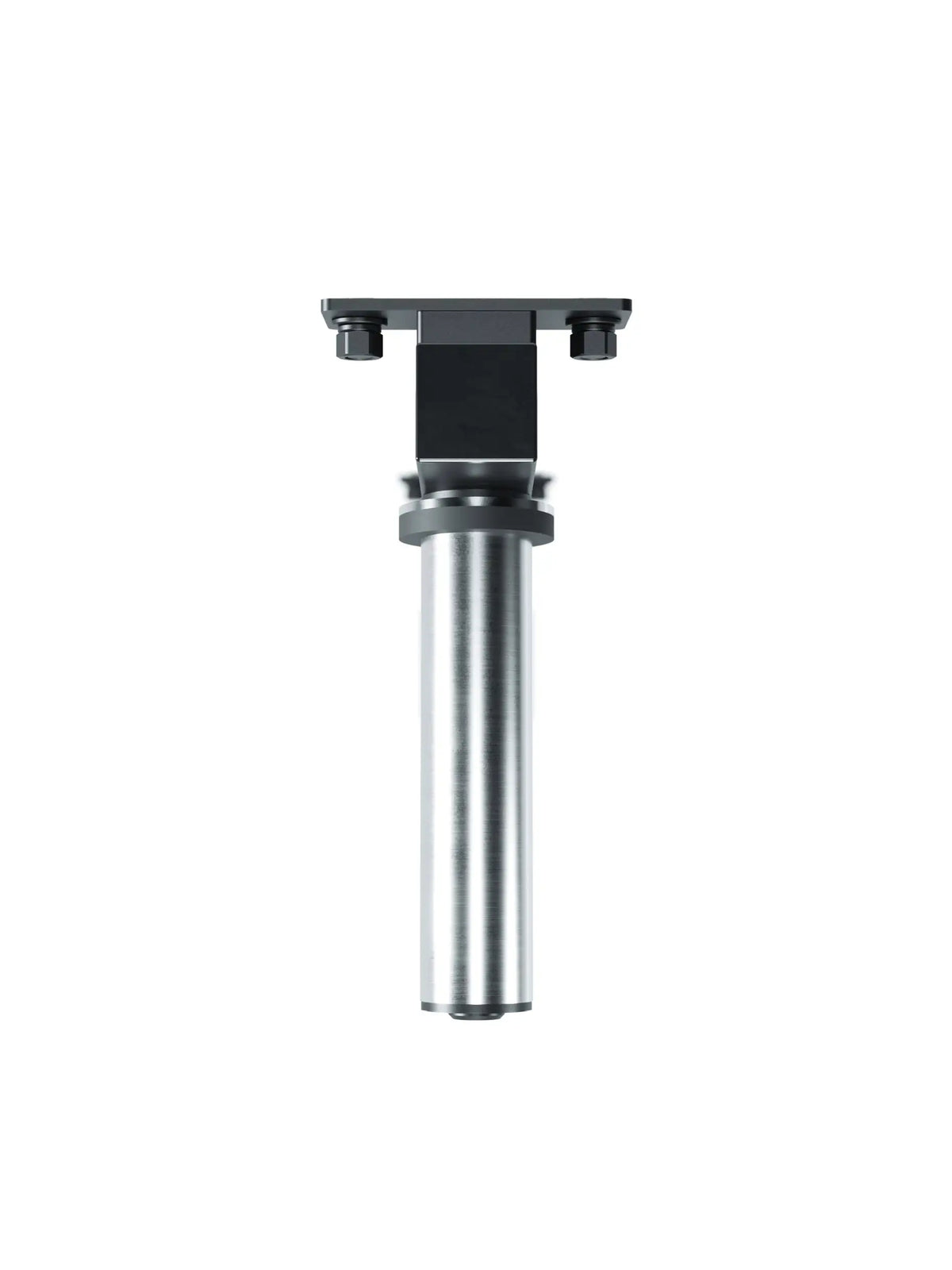 Weight plate holder - metal cylinder with black bracket, two screws visible