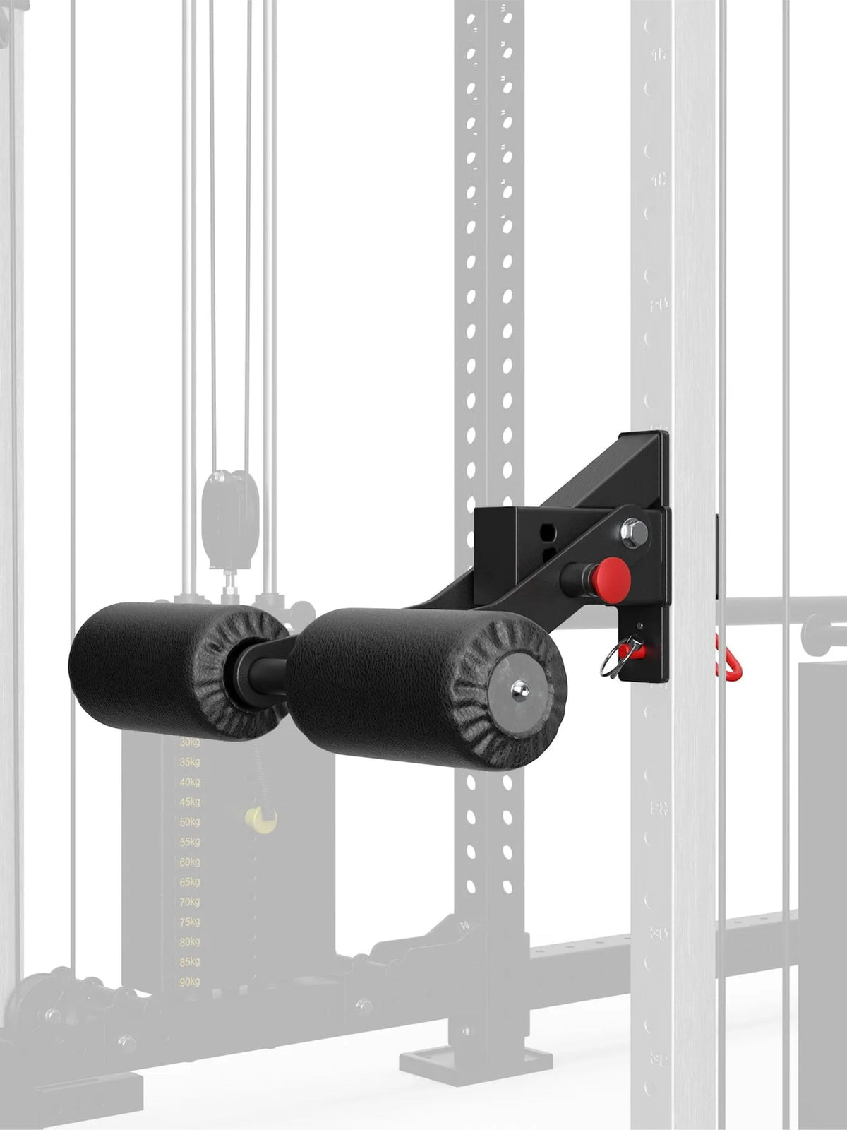 Accessories Leg Blocker R8: mounting at any height on the Power Rack for a stable leg position during squat training