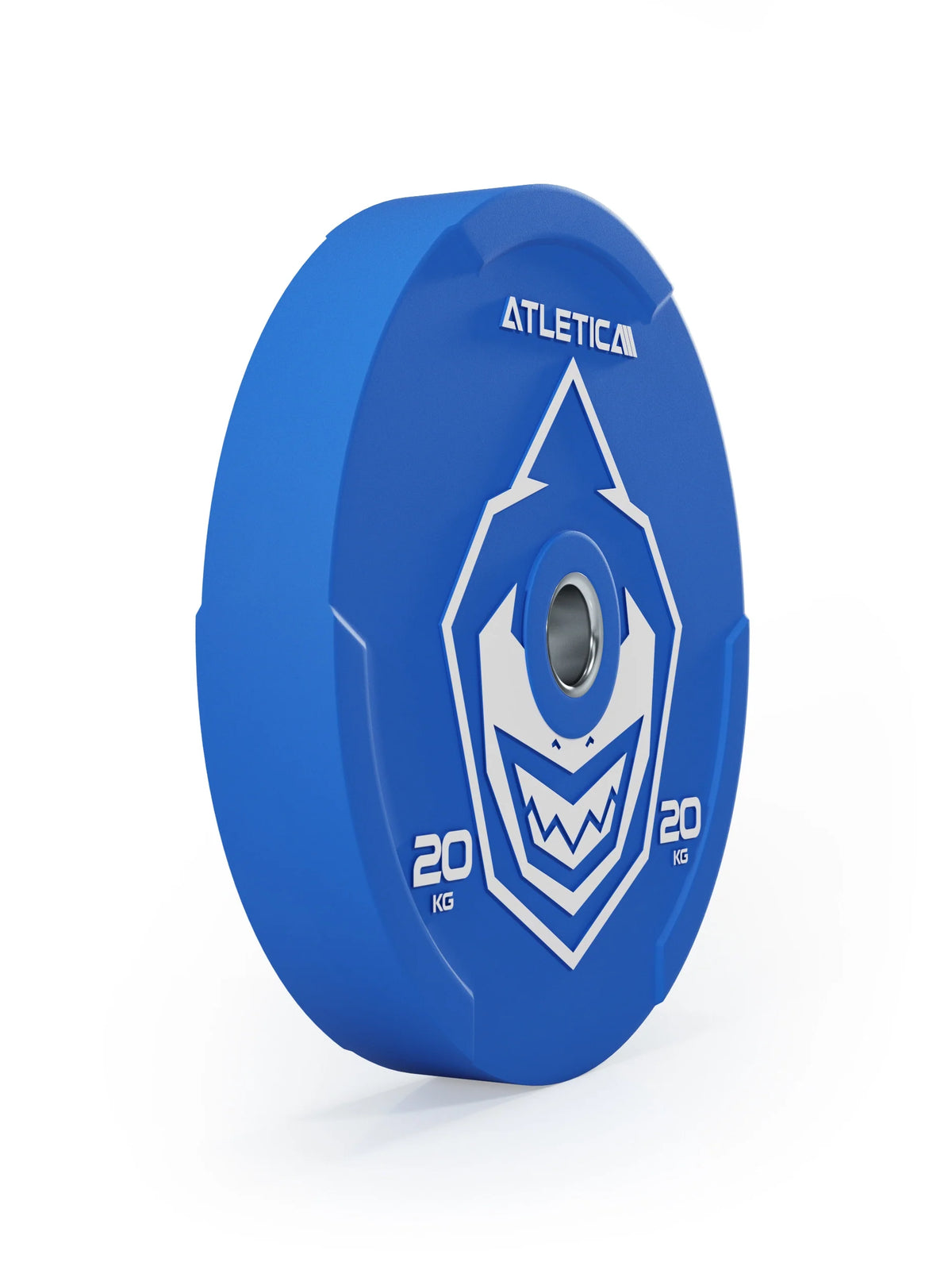 Atletica Animal bumper plate 44 lb, blue, side view