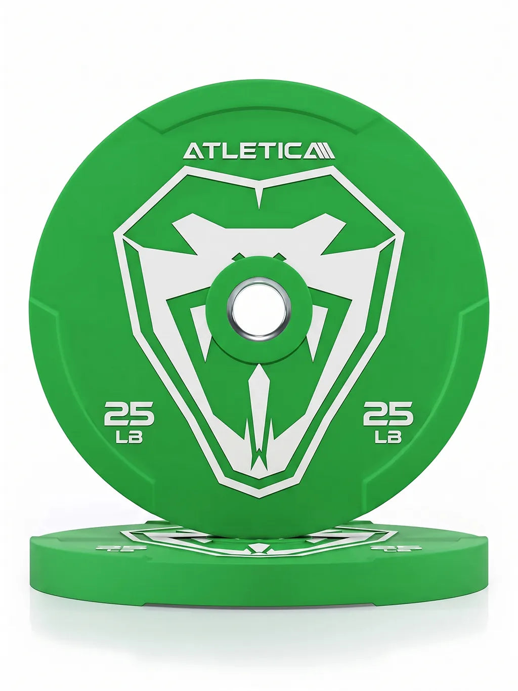 Animal Bumper Plates - Green Weight Plates, 25 lb, Two Plates Stacked