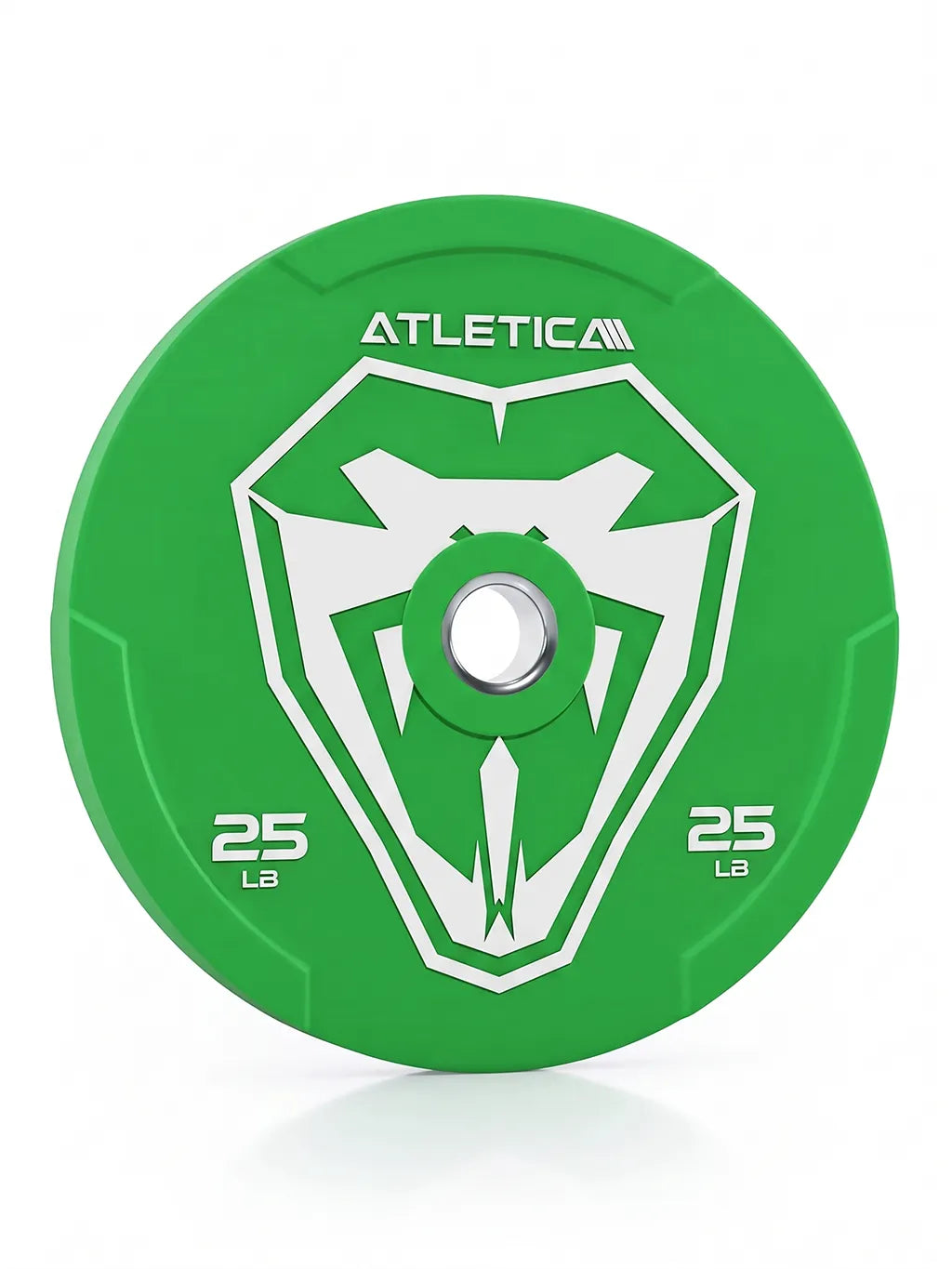 Animal Bumper Plates - green weight plate, 25 lb, central metal ring