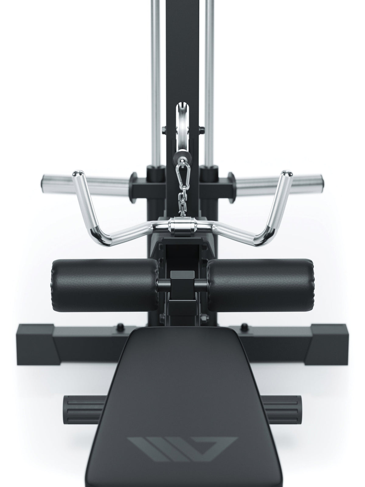 Lat Pulldown with low row Plate-Loaded with lat pulldown bar and padded leg support