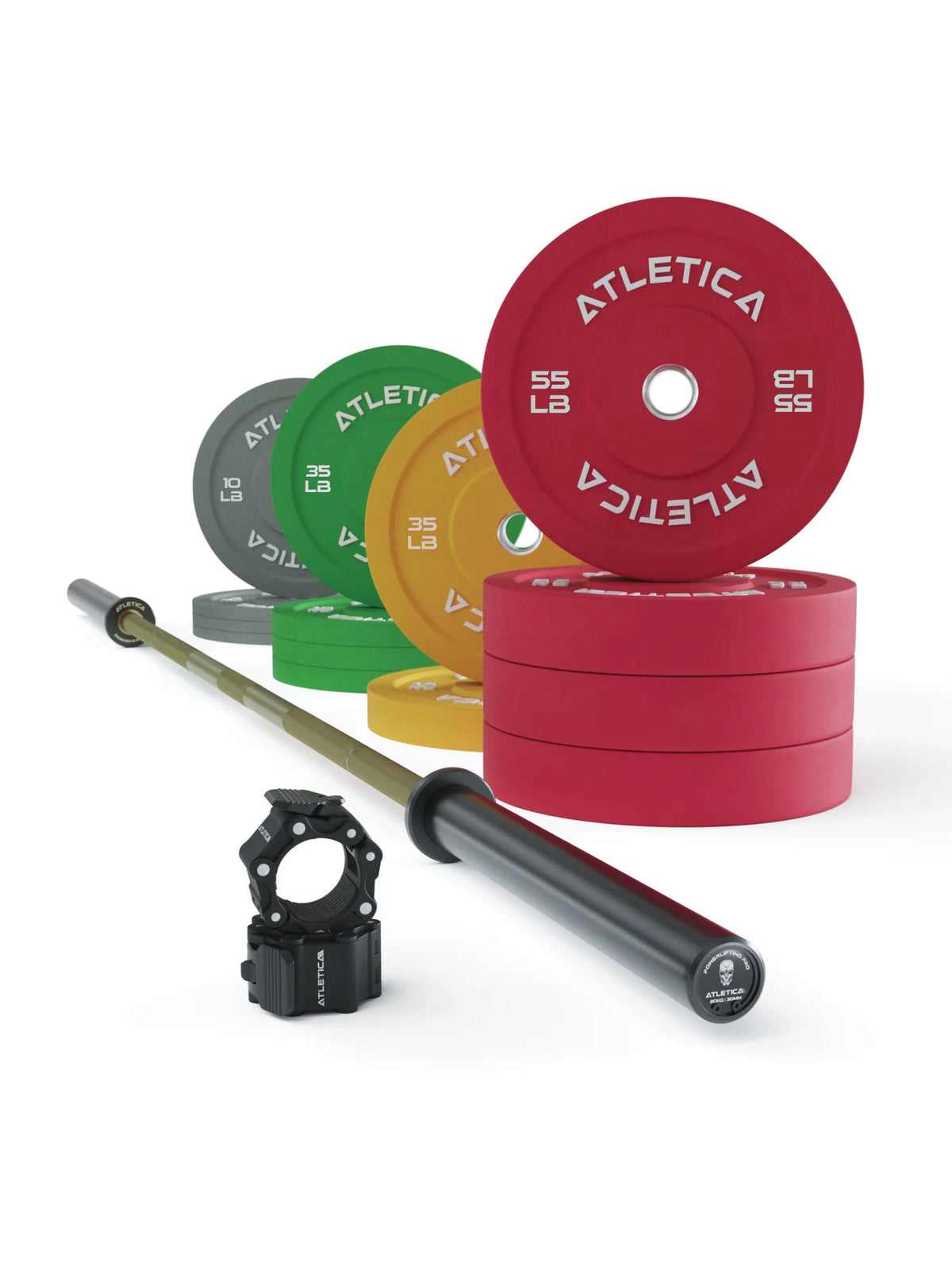 Barbells Set Beta: Special Powerlifting Barbell | 430 lb Bumper Plates | Pro Collars | Strength and Precision