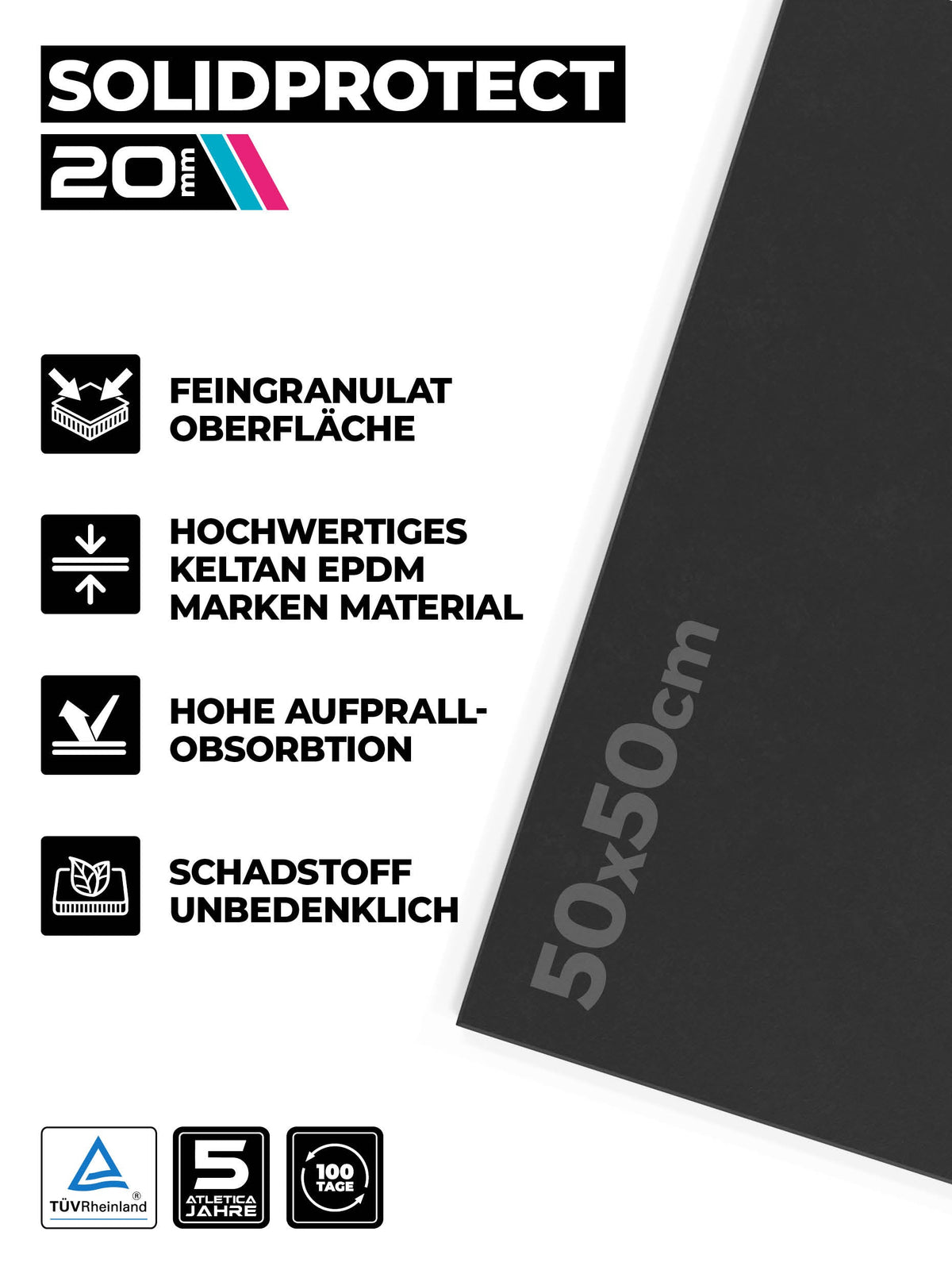 Gym Flooring SolidProtect 108 sq ft: Keltan EPDM material,