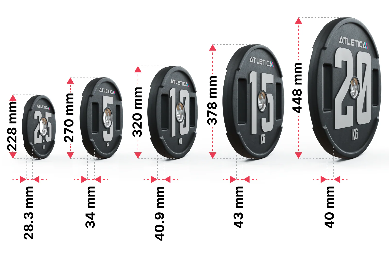 2H Gripper Plates von Atletica: Dimensionen