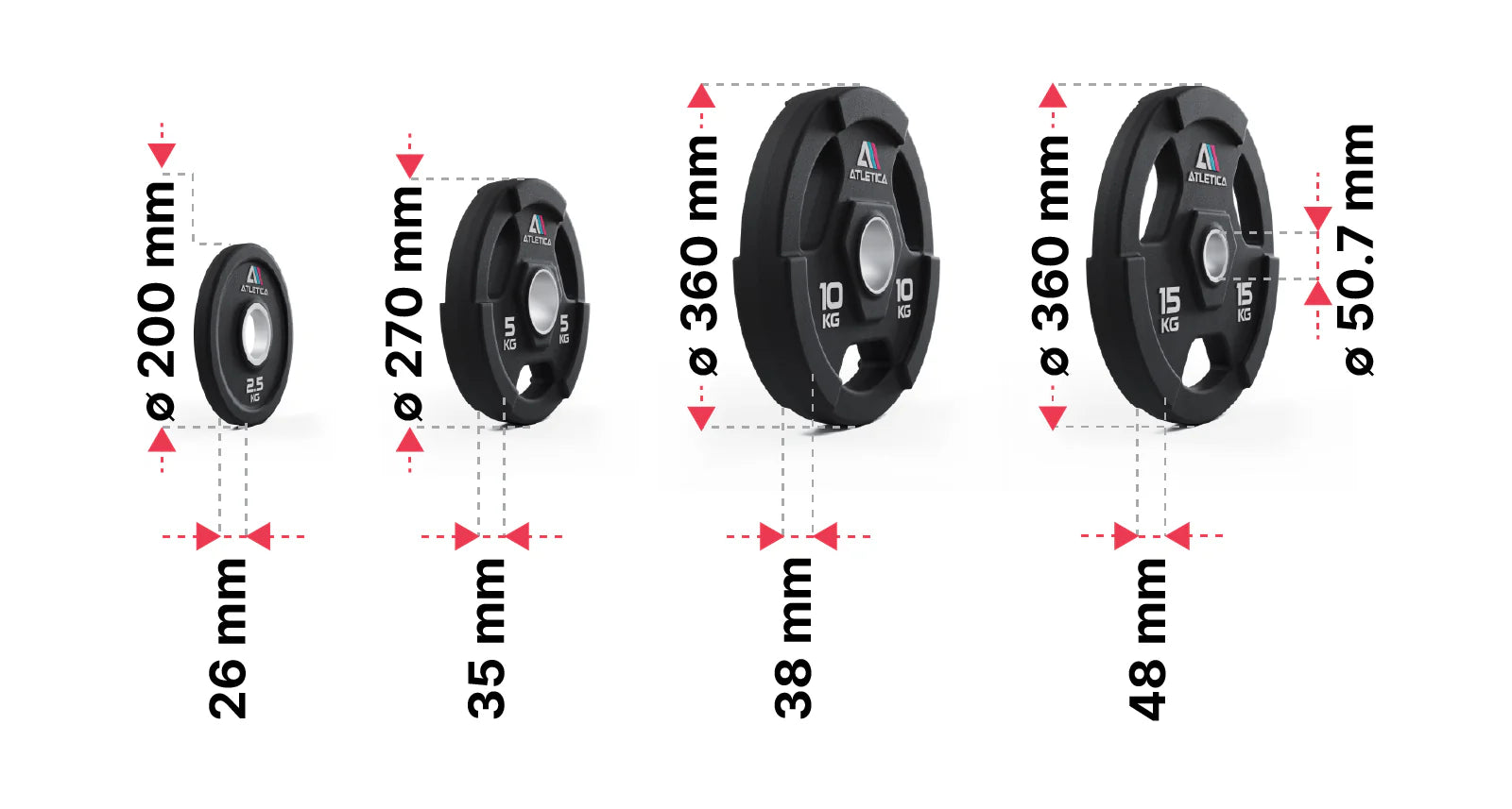 3H Gripper Plates 95kg Set: Dimensionen