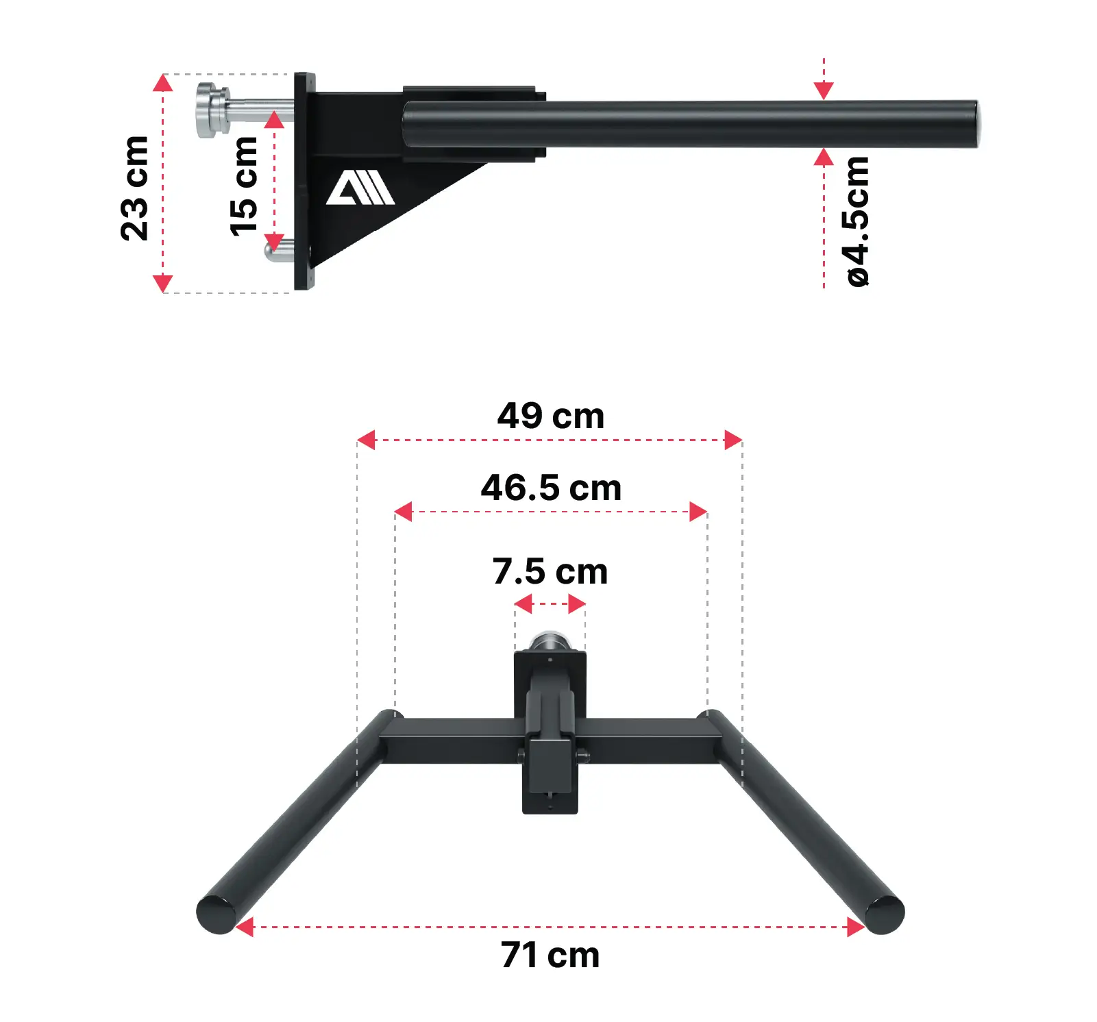 Atletica R8 Dip Bar Dimensionen