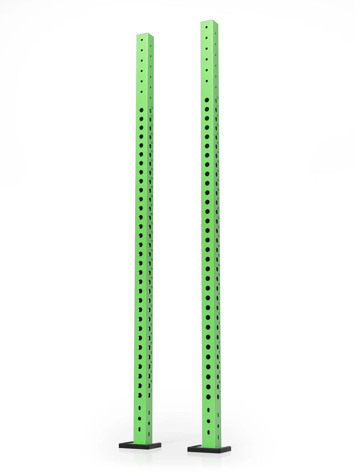 Atletica R8 Colored Uprights 89" - two green fitness posts with hole pattern, black base