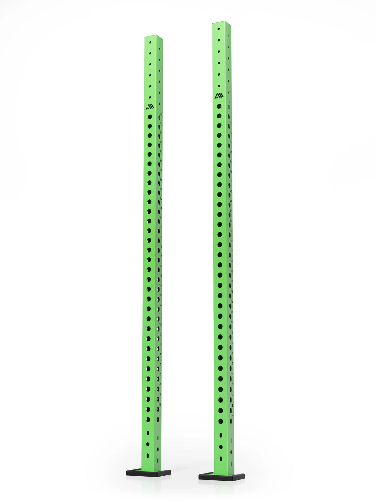Atletica R8 colored uprights pair in electric green, front view