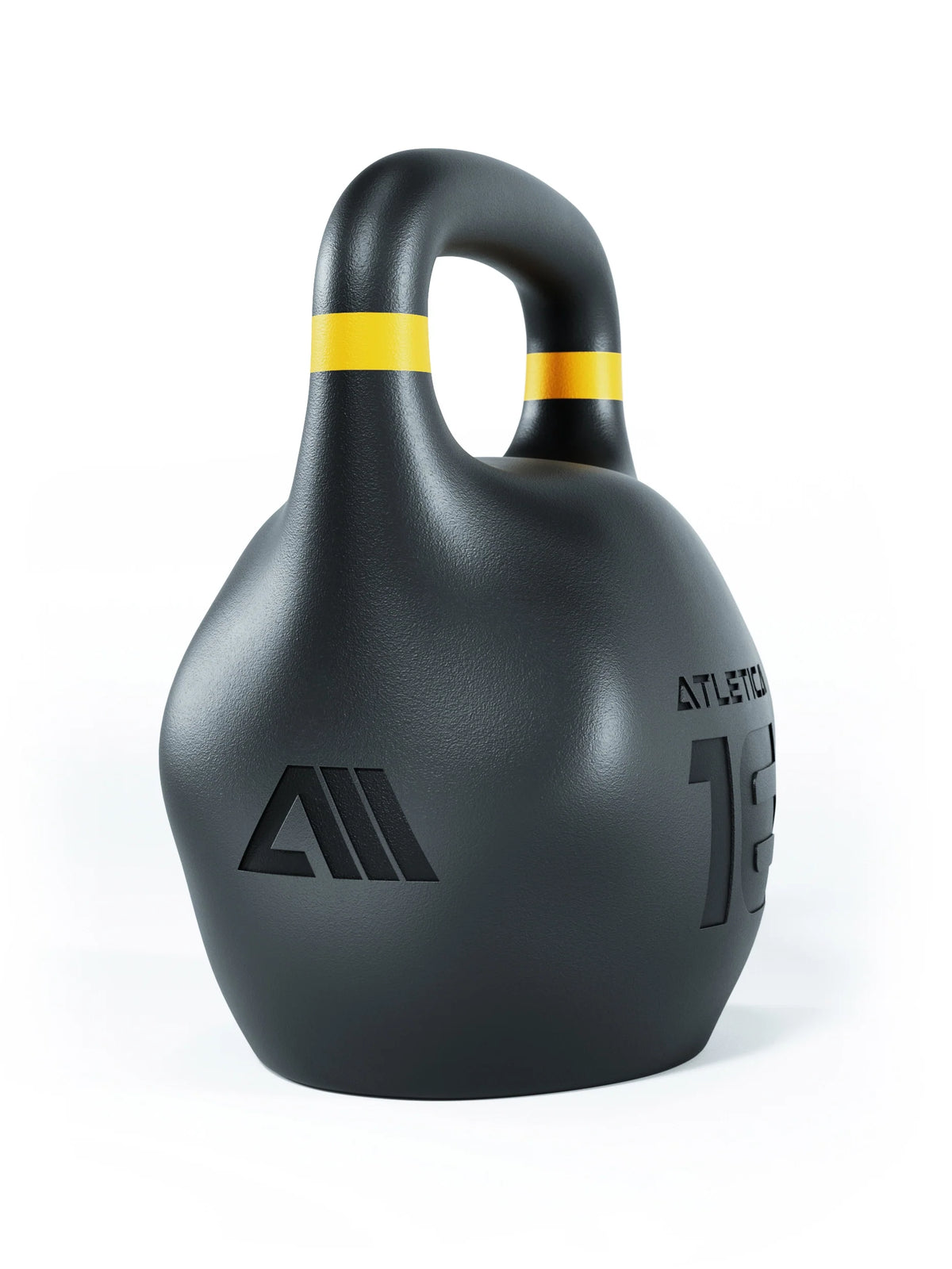 Atletica HRX Octagon Kettlebell 35 lb, side view of the handle and embossed logo