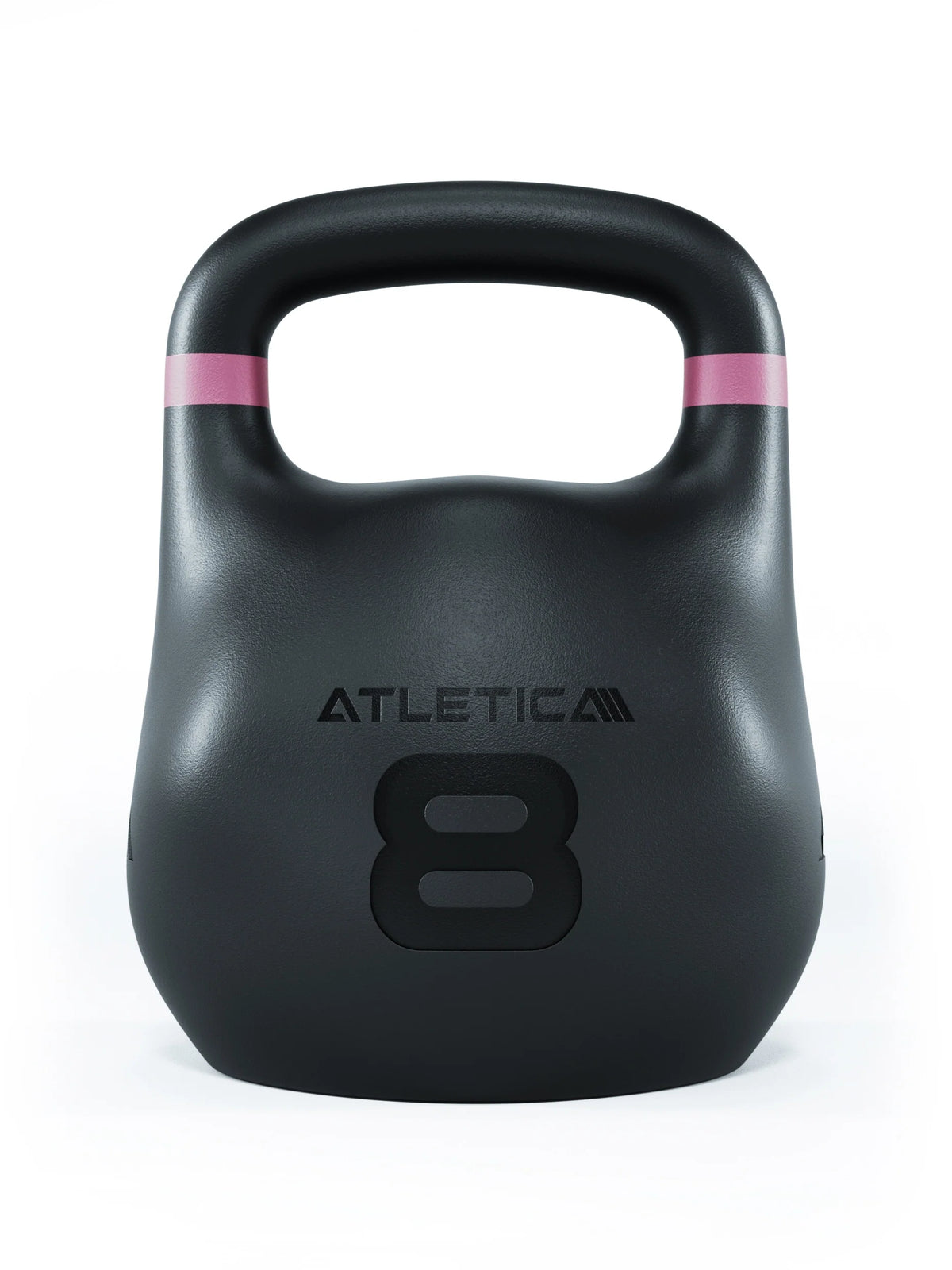 Atletica HRX Octagon Kettlebell 18 lb, black with pink handle stripes, straight front view