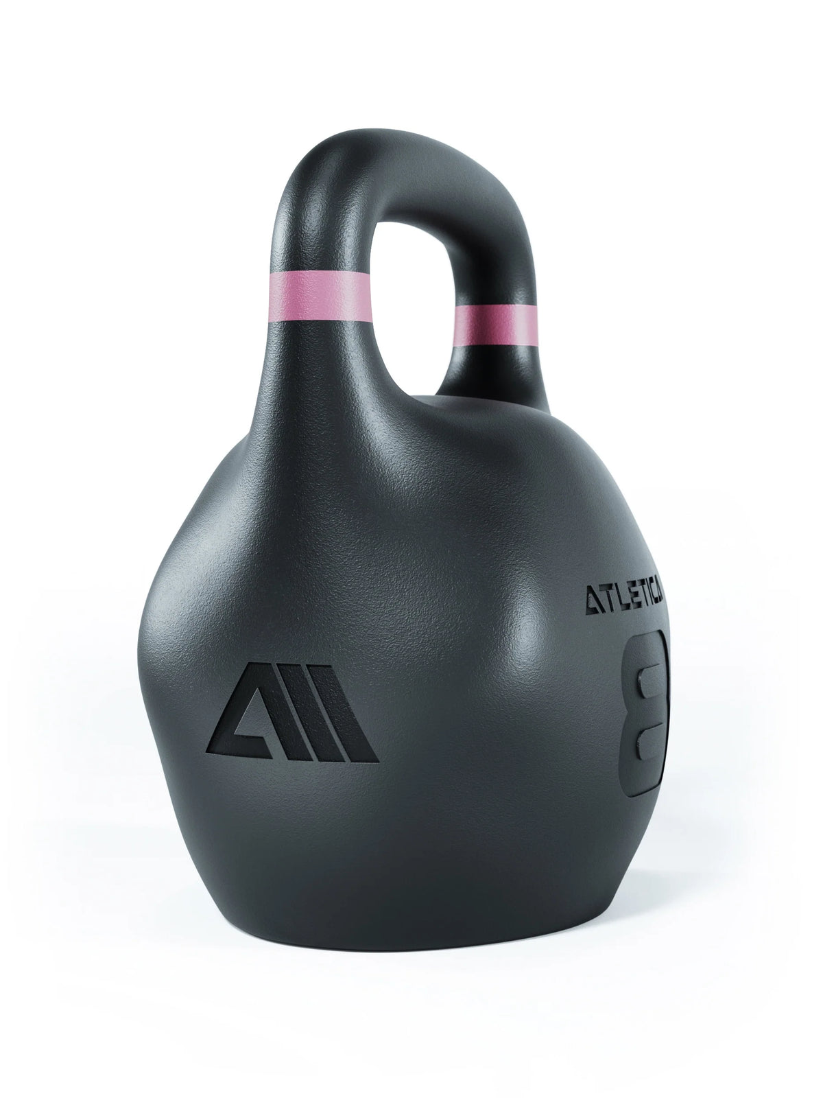 Atletica HRX Octagon Kettlebell 18 lb, side view of the handle and embossed logo