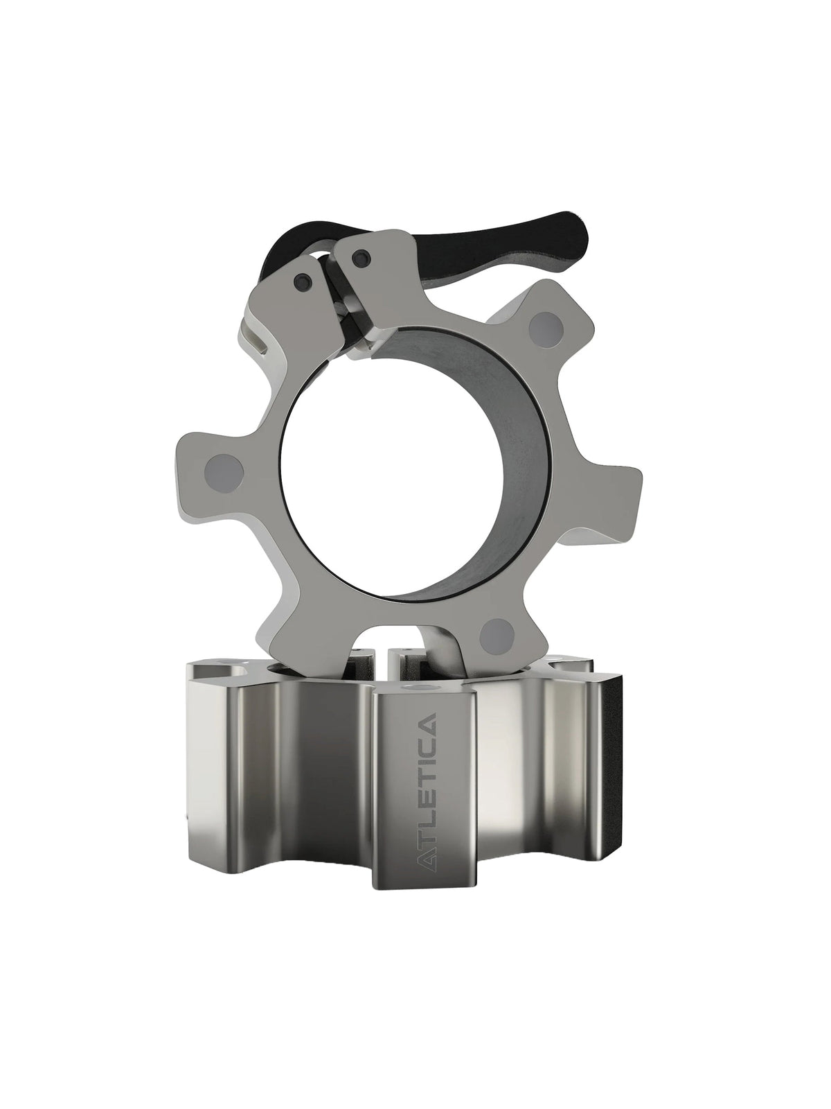Delta HighRep Barbell Set - silver barbell collars with lever mechanism