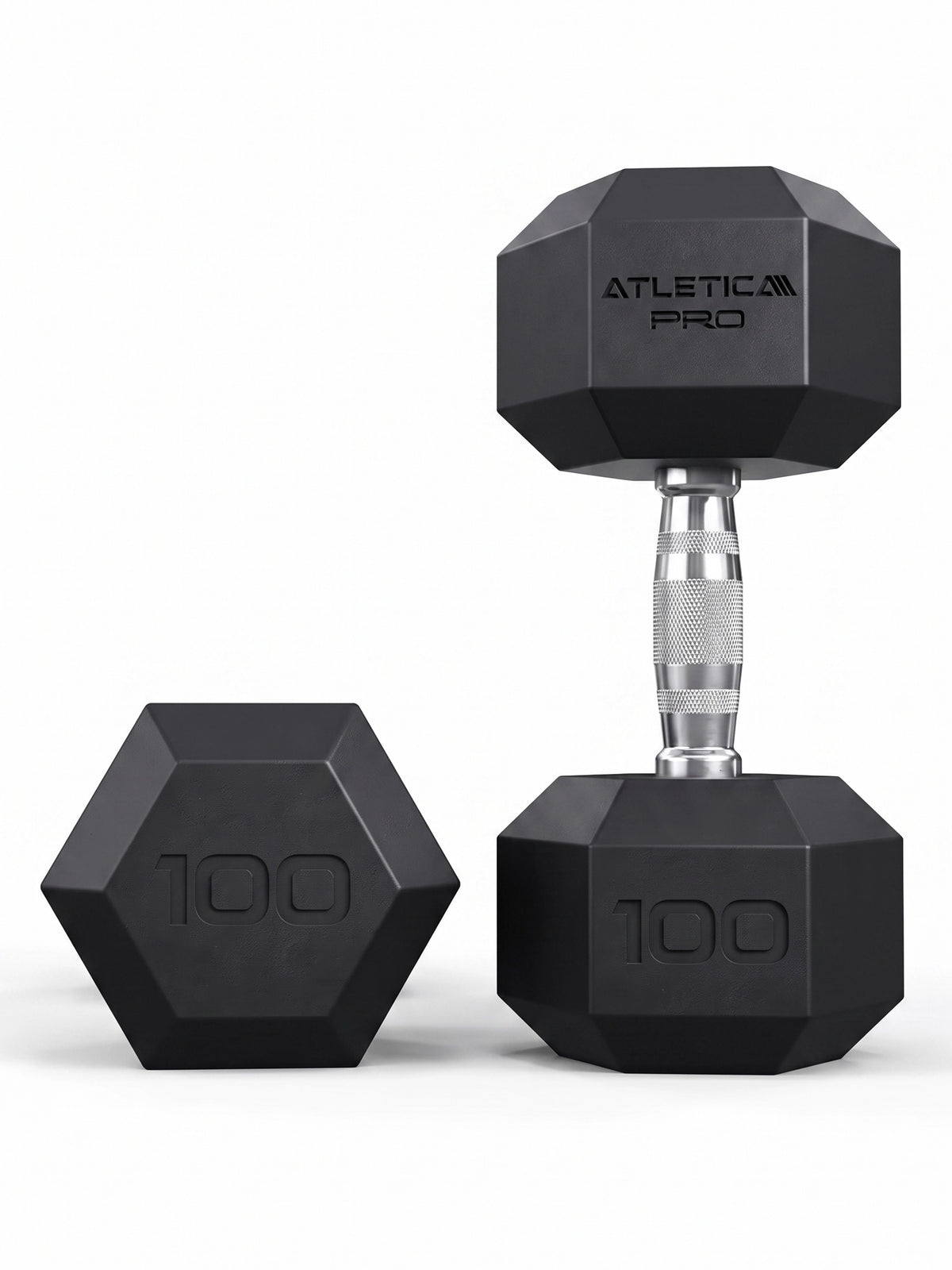 Hexagon PRO Dumbbells - hexagonal Dumbbells 100 lb, non-slip handle