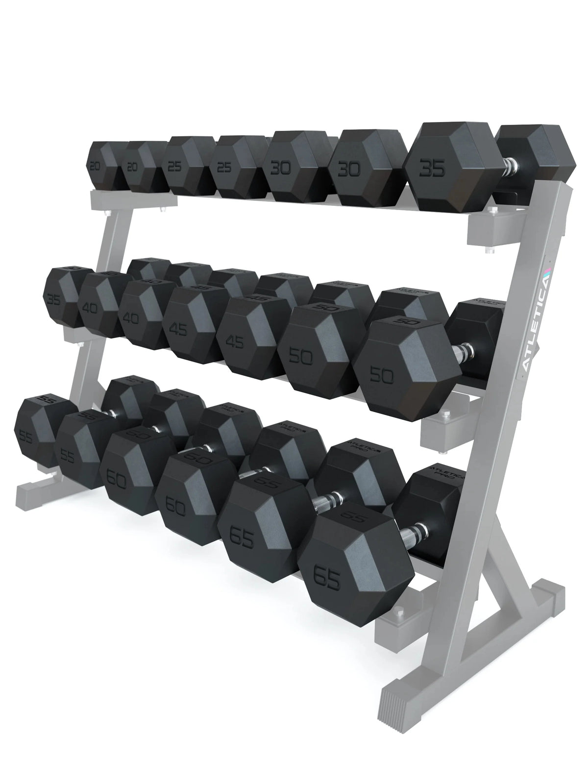 Hexagon Dumbbells PRO Set 20 - 65 lb - dumbbell stand with Hexagon dumbbells, weights from 20 to 65 lb