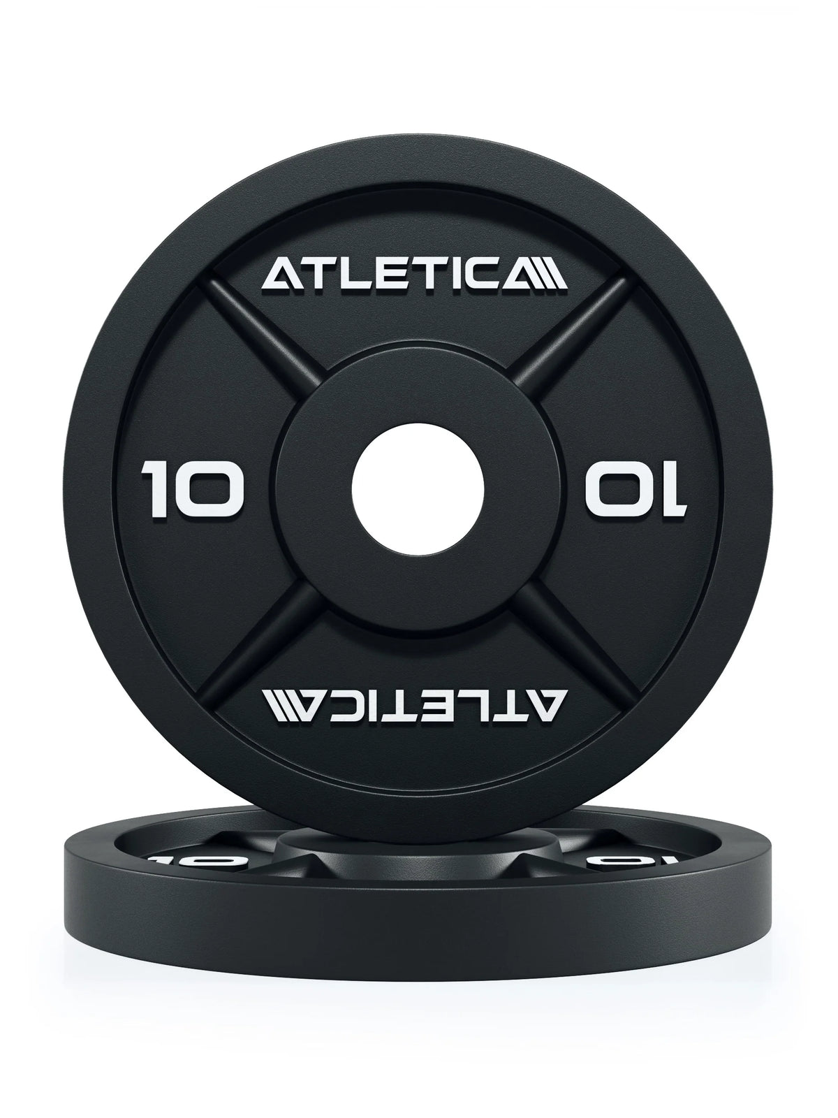 Atletica iron plates 22 lb, pair stacked, front view