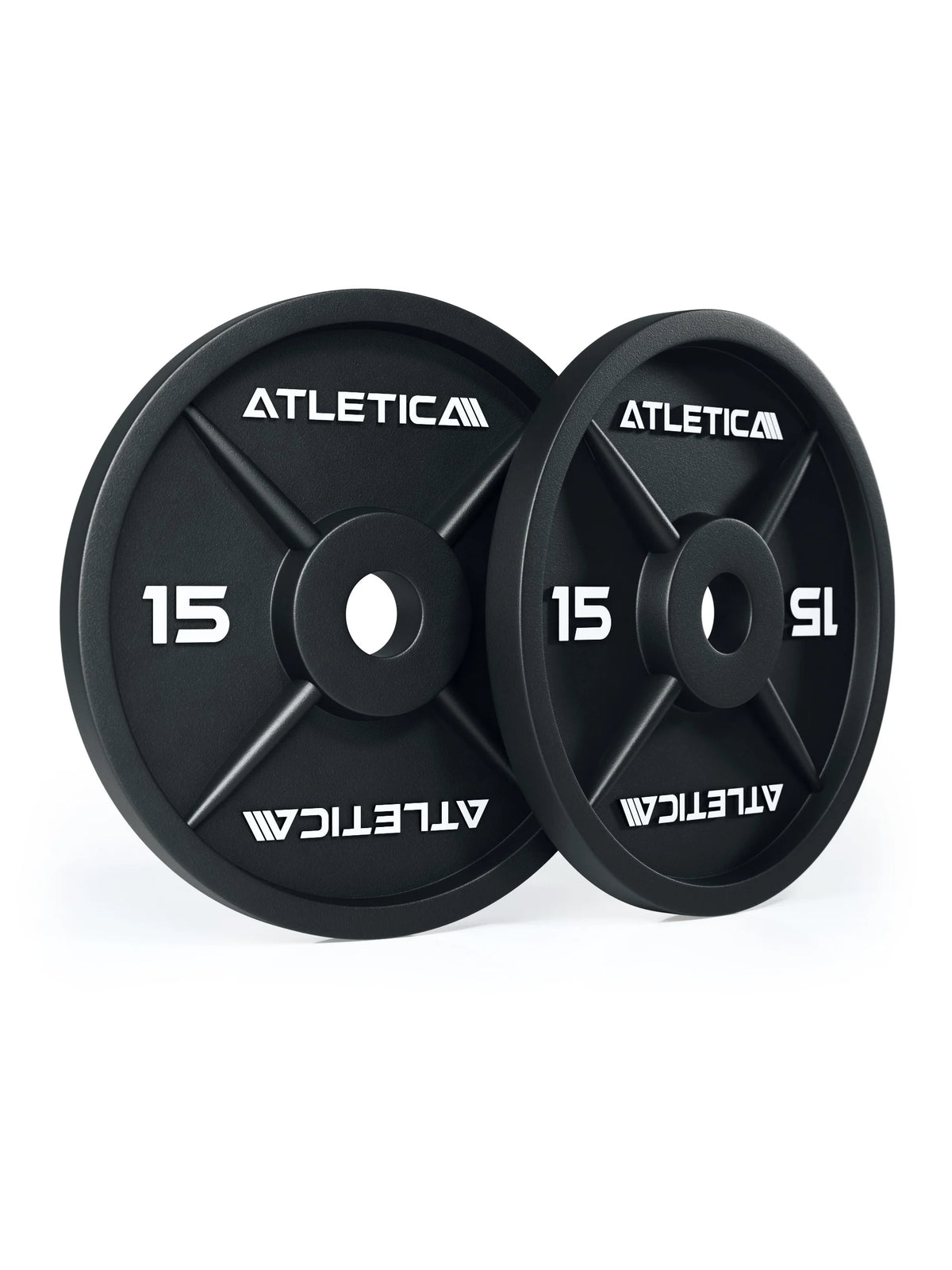 Atletica iron plates 33 lb, pair side by side, front view