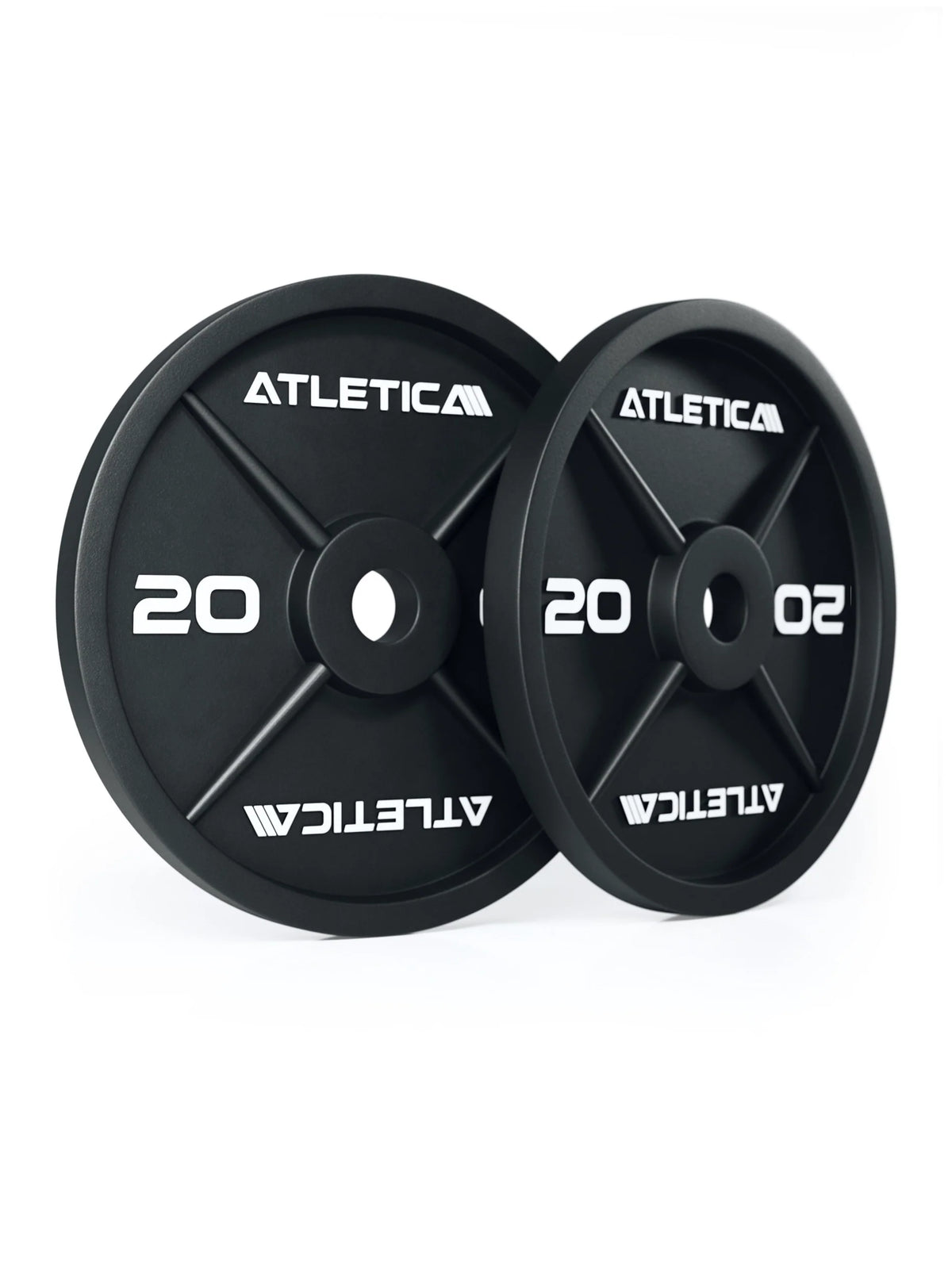 Atletica iron plates 44 lb, pair side by side, front view