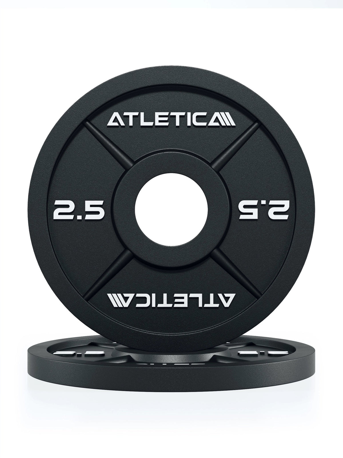 Atletica iron plates 5.5 lb, pair stacked, front view