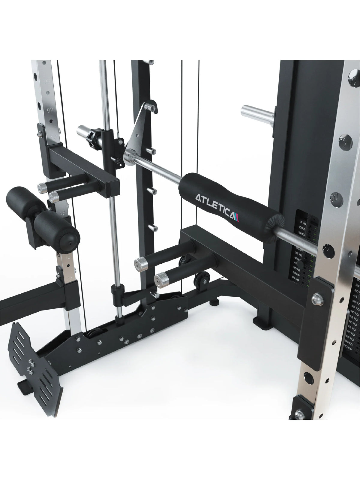 KSK COMBAT incl. Jammer Arms and X-Bench Weight Bench - Smith Machine with Jammer Arms, training bench, metal frame, footrest, cable pull