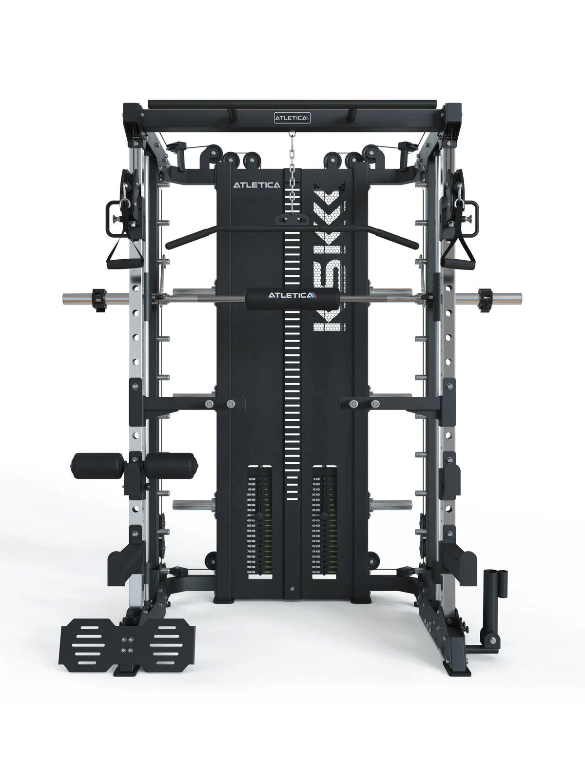 KSK Smith Machine Outperform Set - Home Gym with Barbell, Cable Pulley, Dip Handles, for Strength Training and Muscle Building