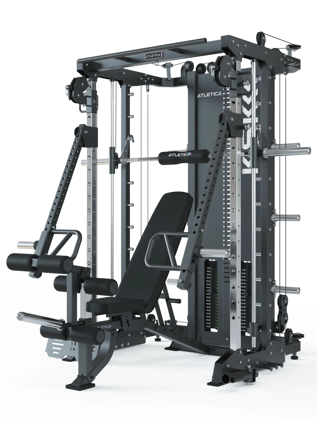 KSK - Smith Machine with Adjustable Weight Bench, Cable Pulley, Leg Curler