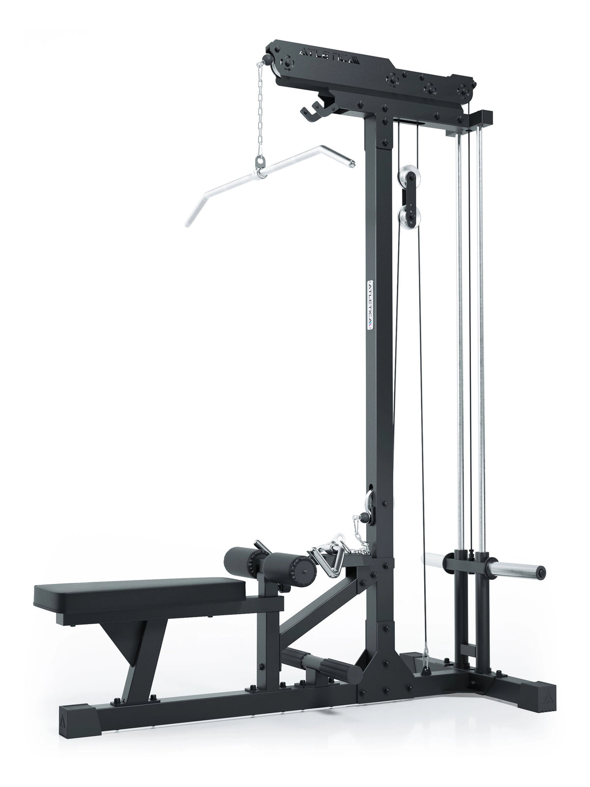 Lat Pulldown with Low Row - Strength Machine with Lat Pulldown, Low Row, Padded Seat Bench, Cable Pulley