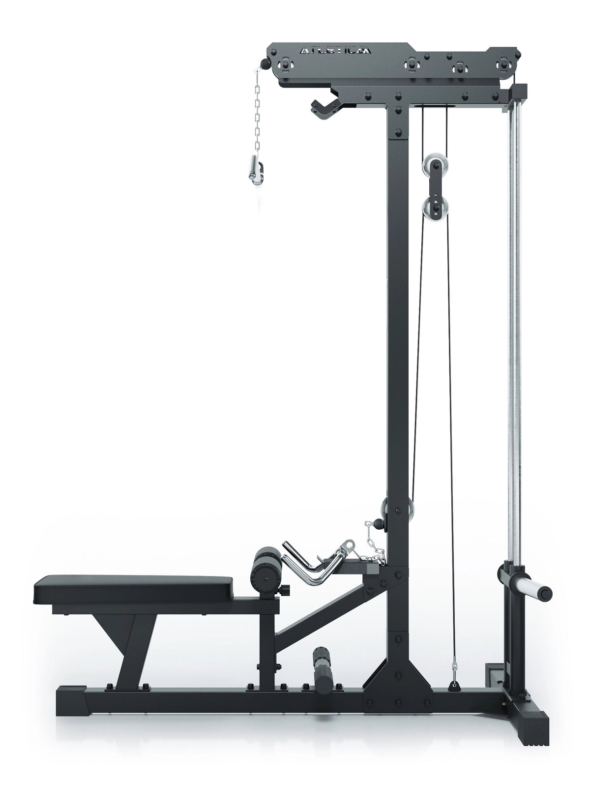 Lat Pulldown and Low Row Plate Loaded SET - Lat Pulldown with low row, rowing handle, padded bench