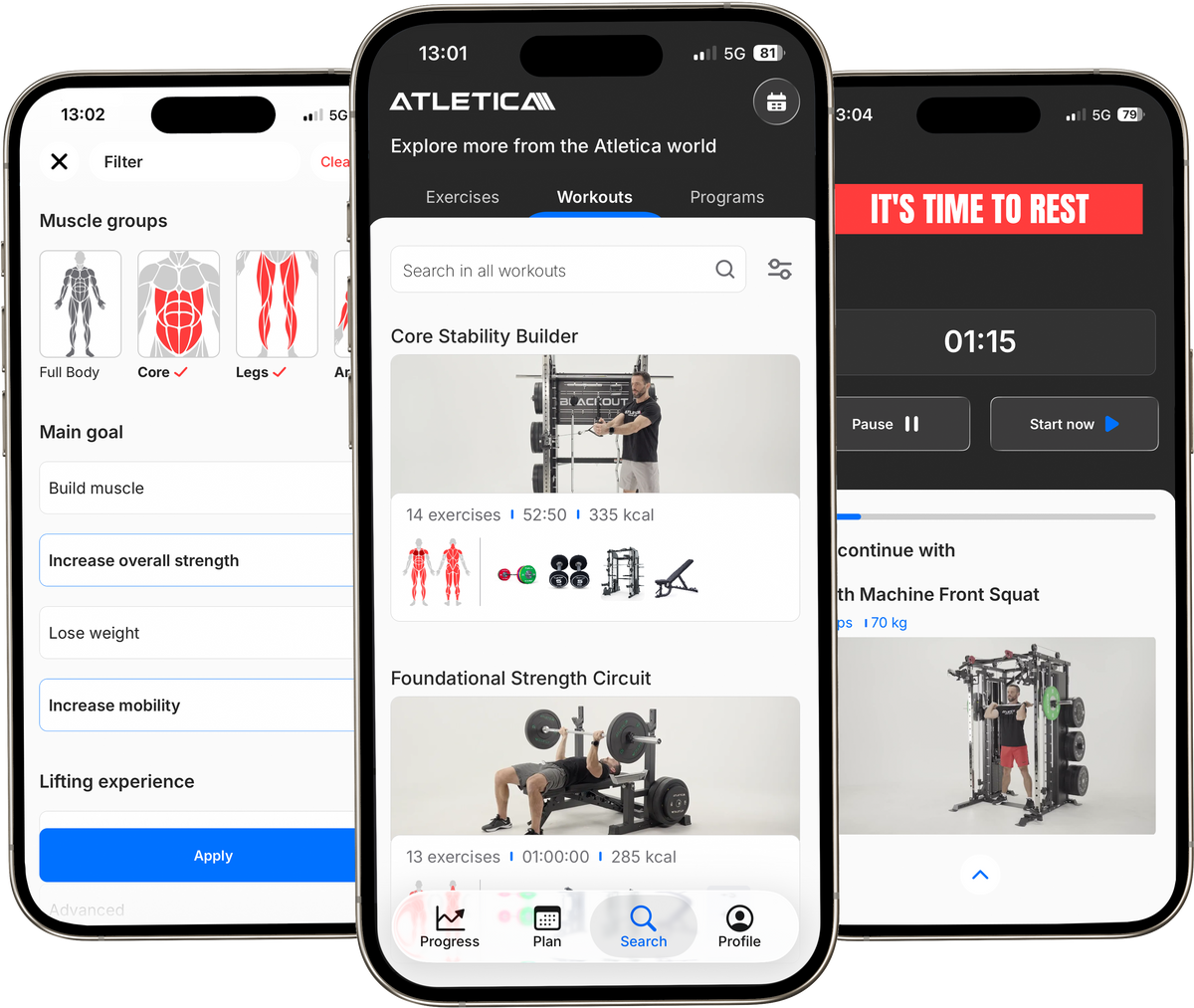 Atletica Training App Screenshots Übersicht