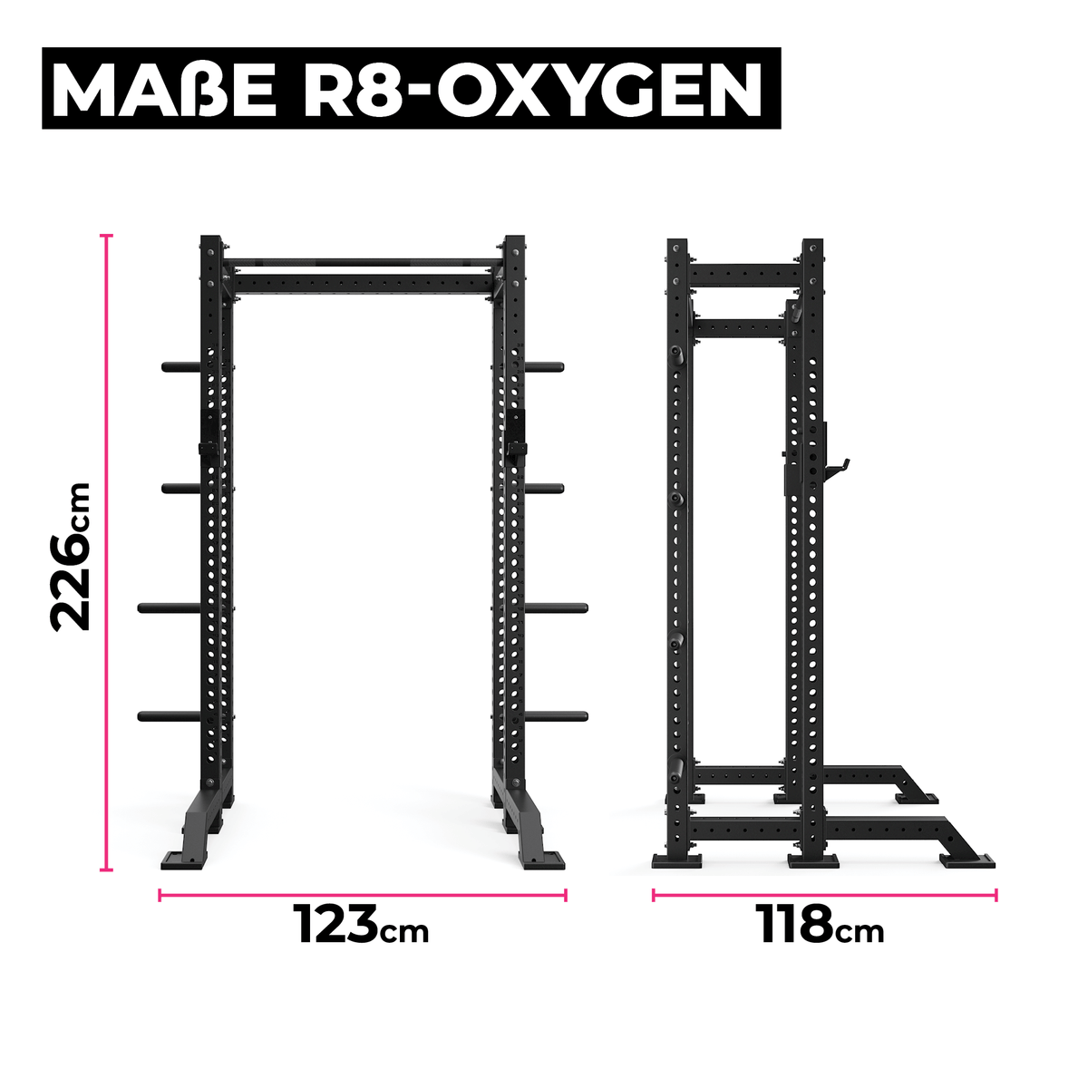 R8 Oxygen Half Rack – dimensioned drawing: 89"