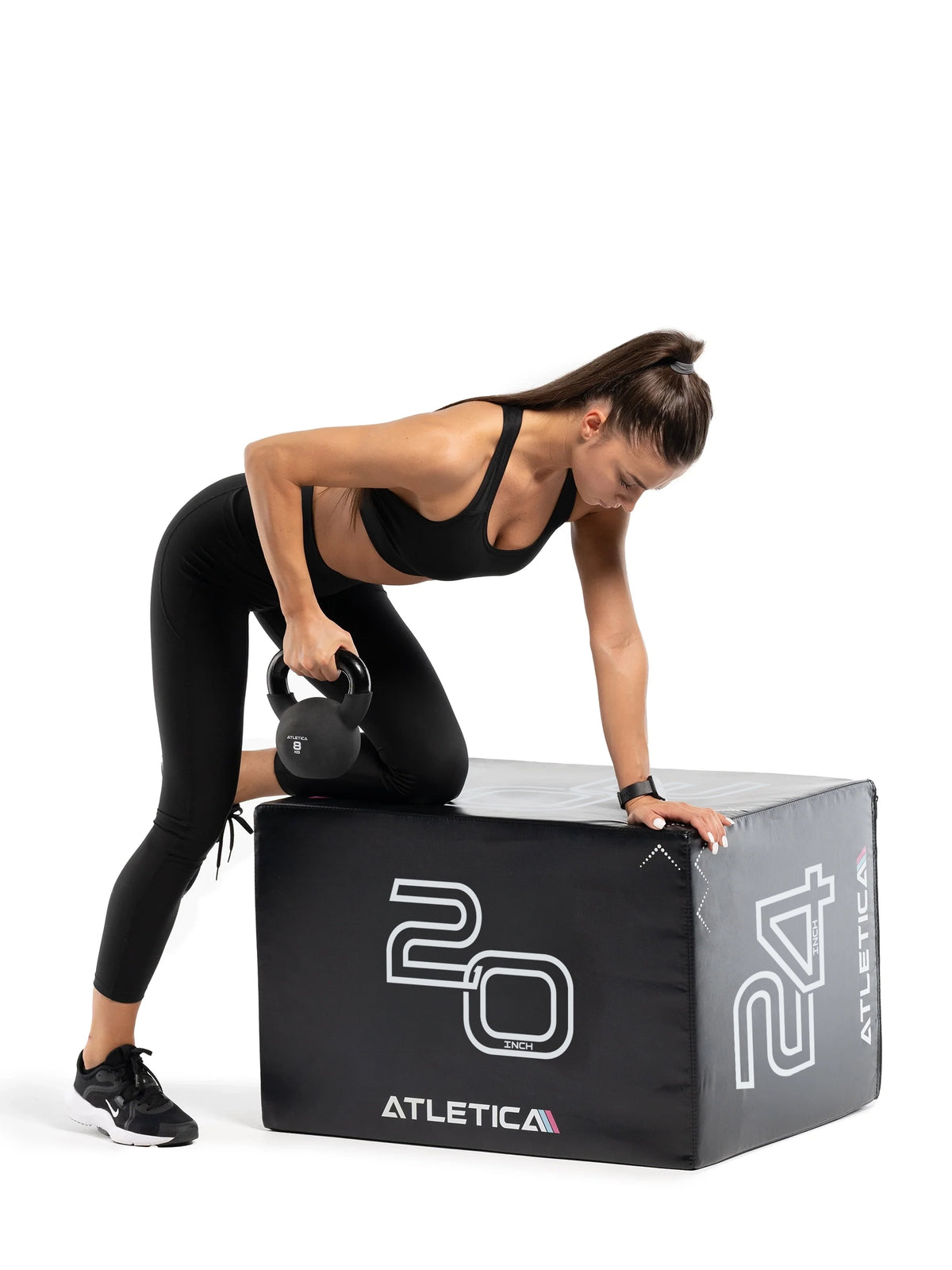 Plyobox Jump Box SoftStep - single-arm rowing with Kettlebell on the box