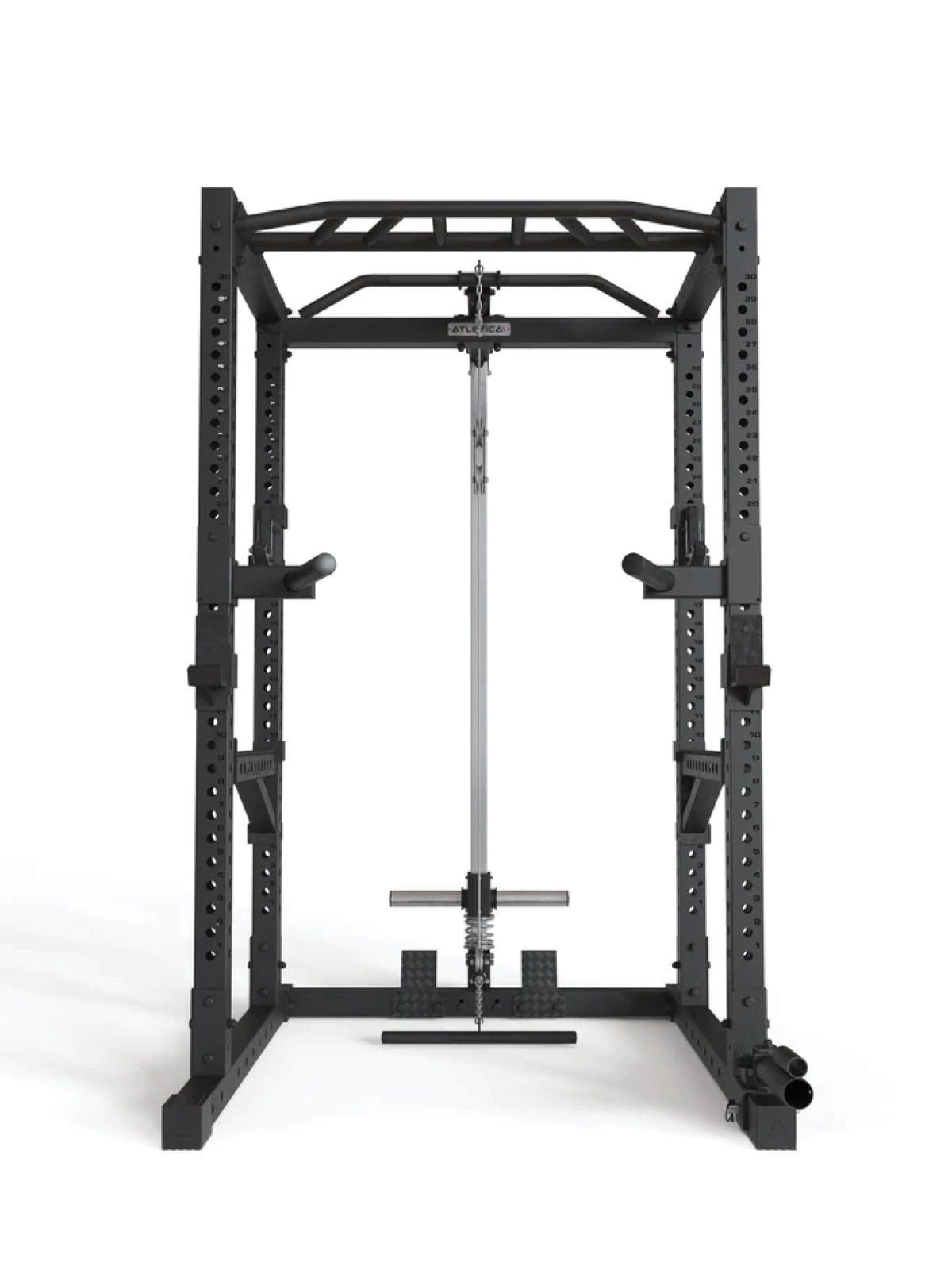 R7-Cage Power Rack 80" – overall view with Pull-Up Bar and J-Hooks