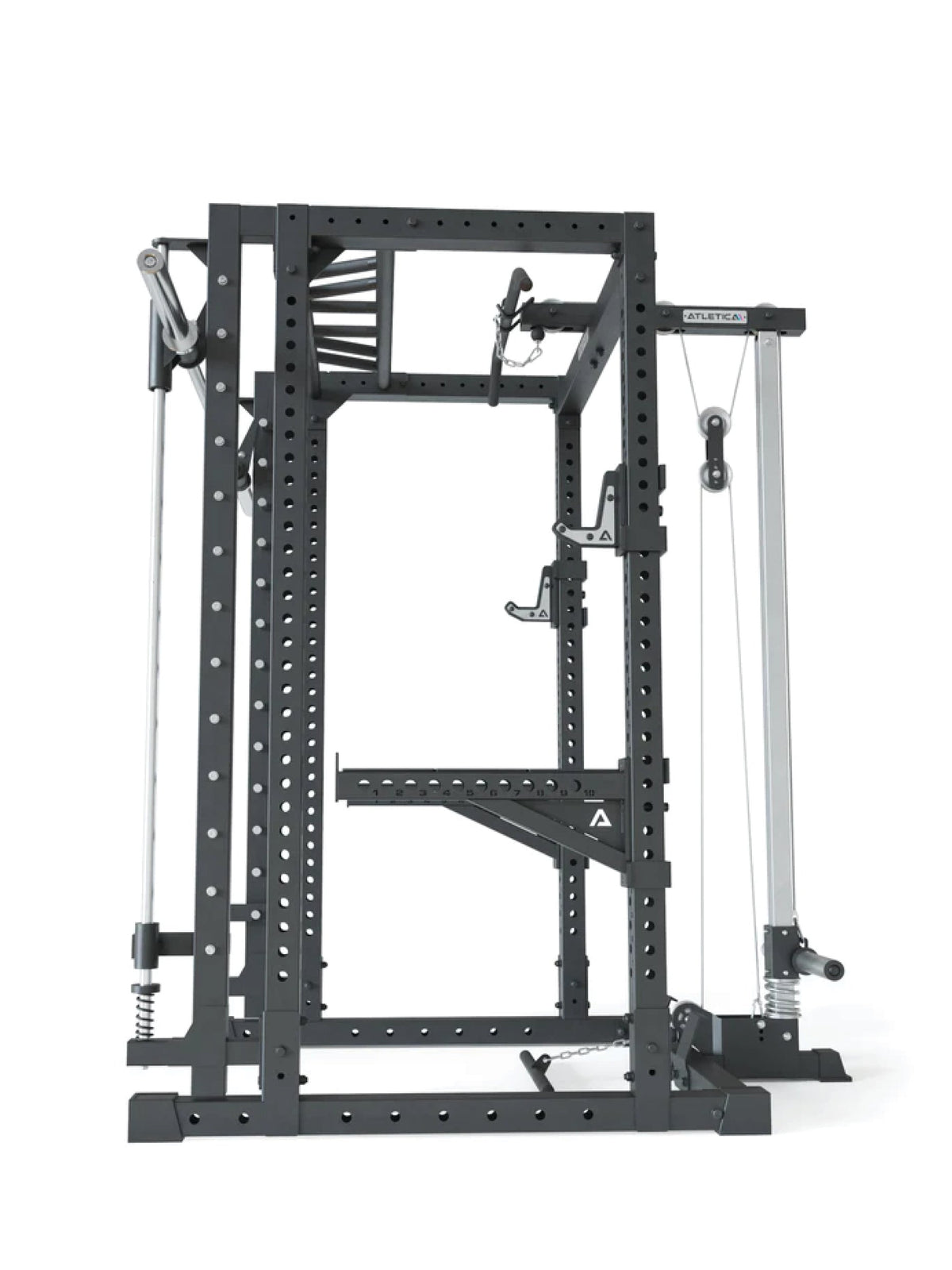 R7-Forge Power Rack 80" with plate-load lat pulldown