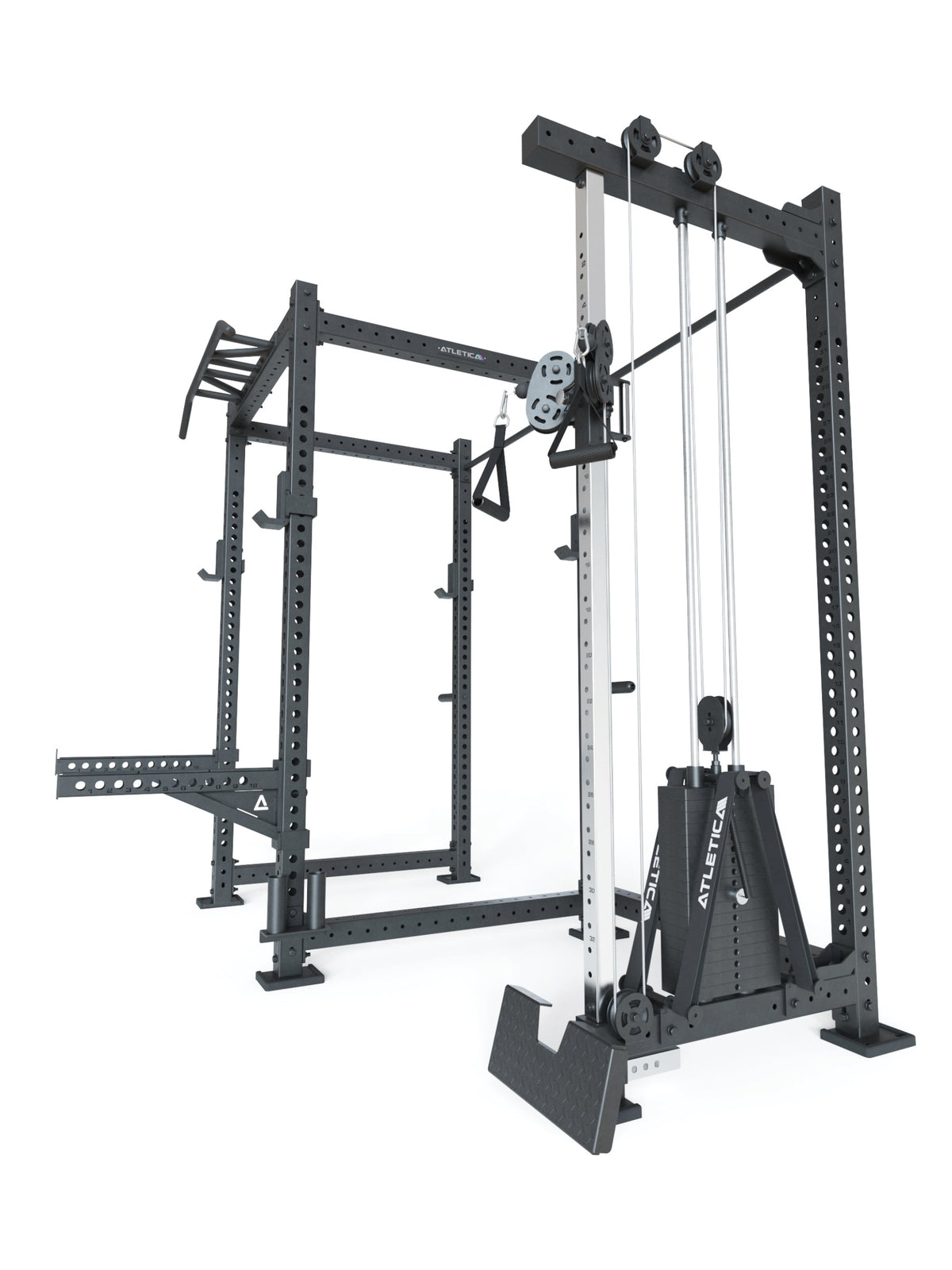 R8 Drift PRO Power Rack - black rack with Pull-Up Bar, Cable Pulley, weight stack
