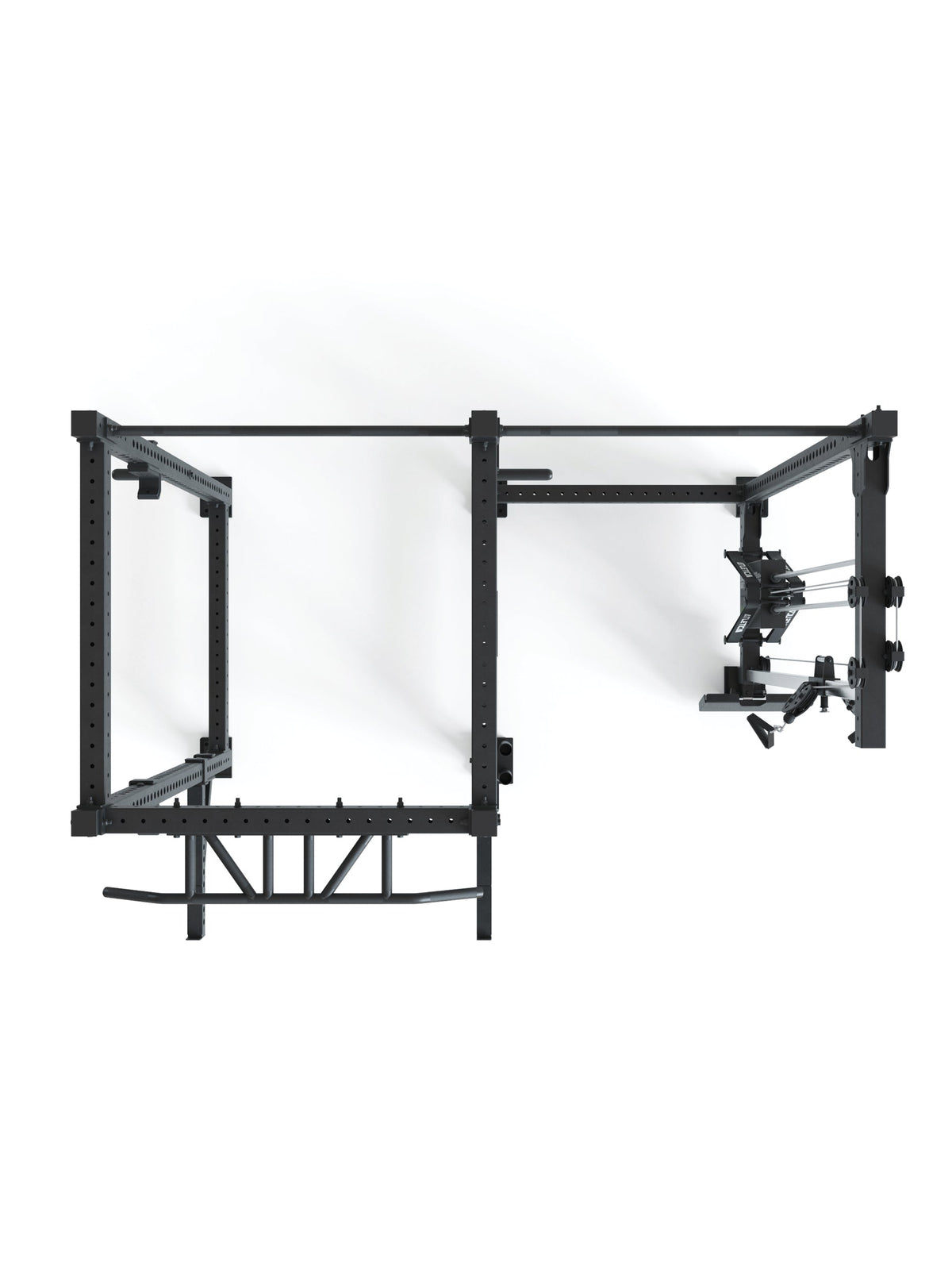 R8 Drift PRO Power Rack - Black Rack with Pull-Up Bar, Weight Plate Mount, Cable Pulley