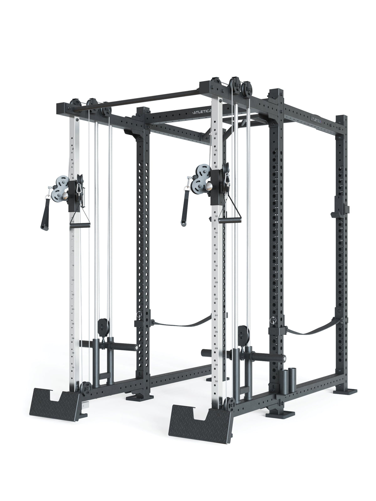 R8 Duality - Power Rack with two cable pulls, adjustable handles, weight plate holder