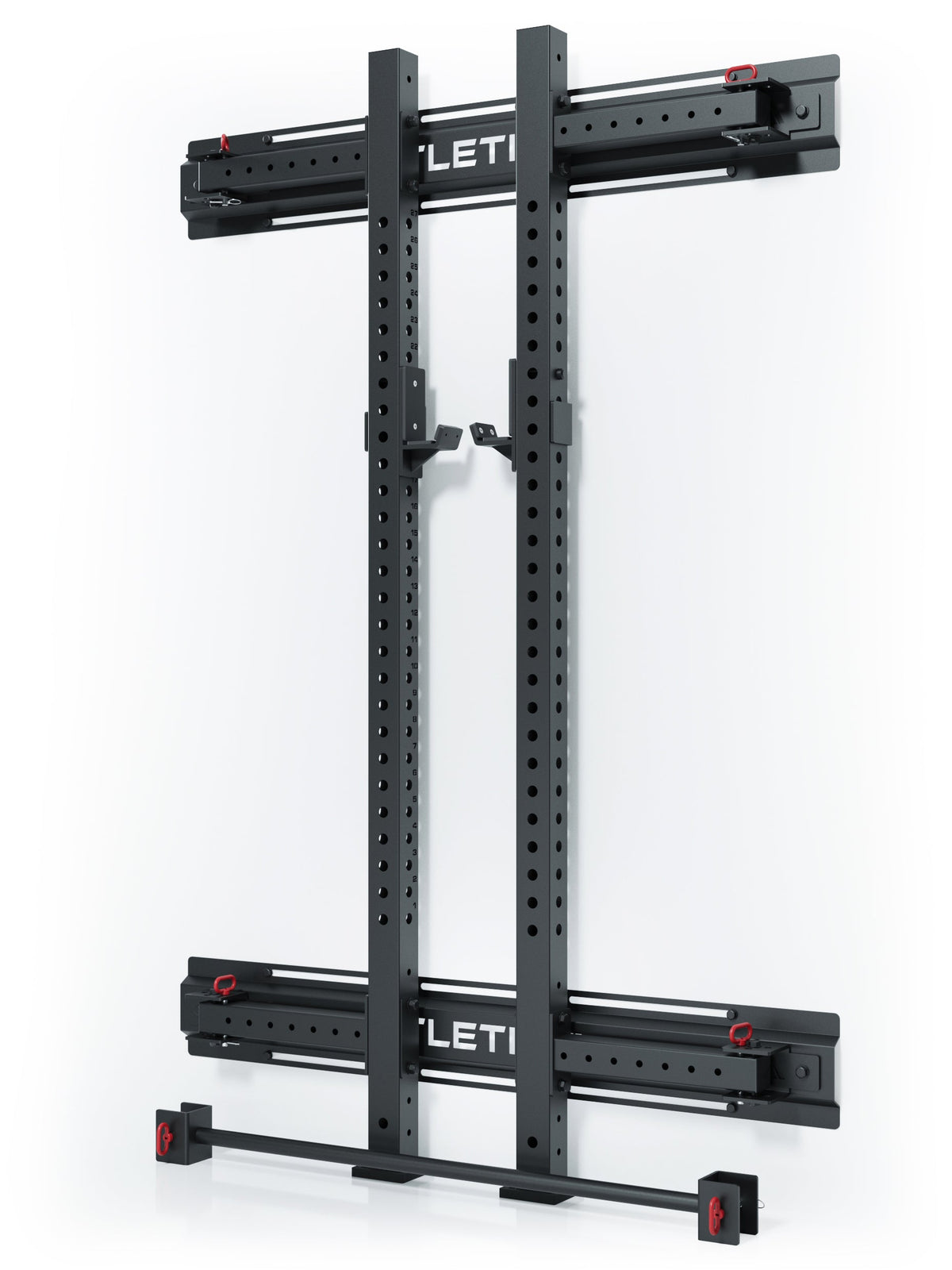 R7 Wall Rack - black wall frame with barbell rests, adjustable