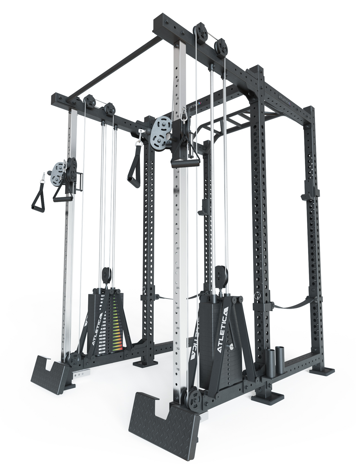 R8 Duality - Power Rack with cable pulleys, weight stacks, handles