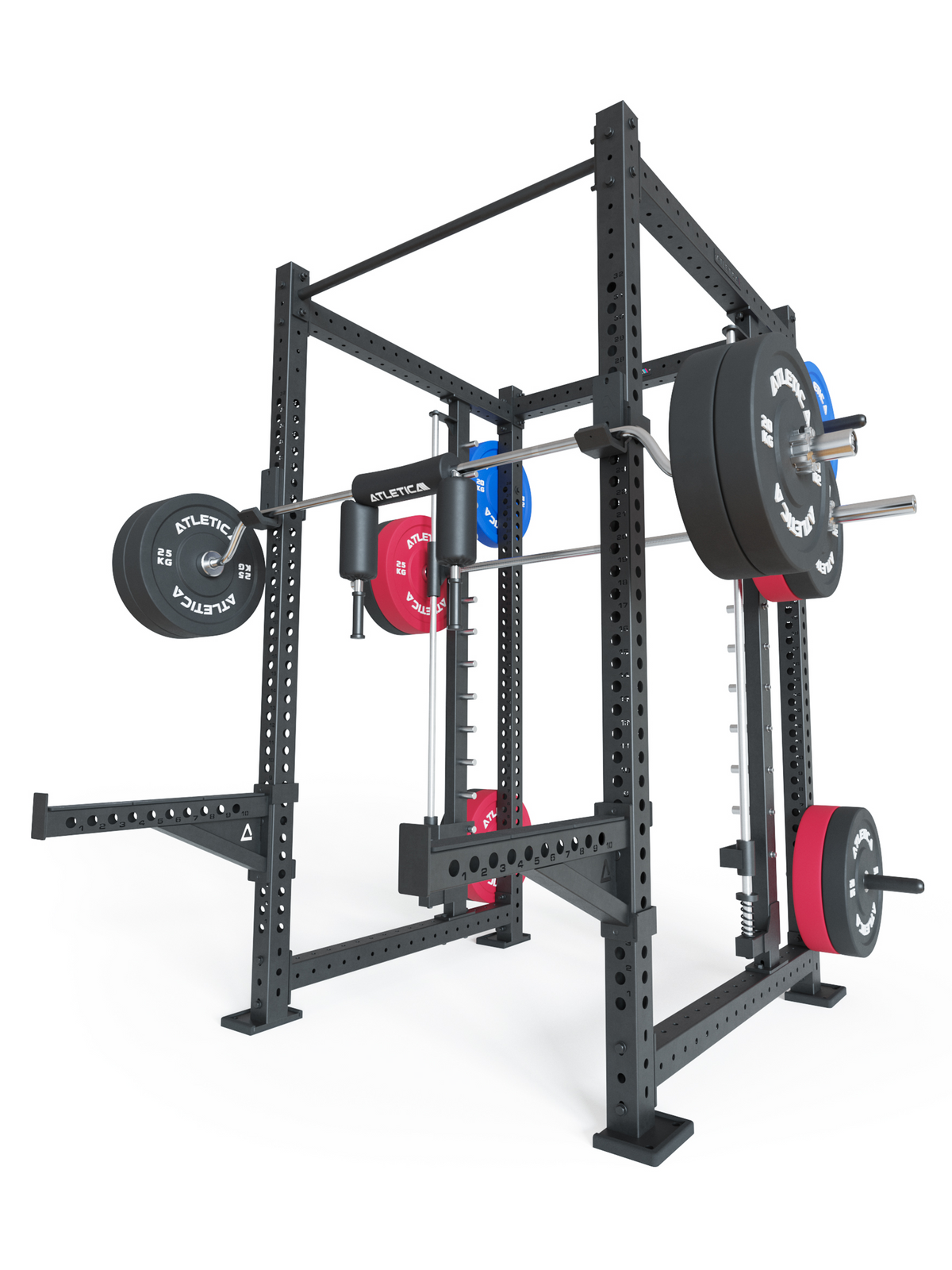 R8 Spectre Power Rack Long - black Smith Machine with weight plates, safety supports