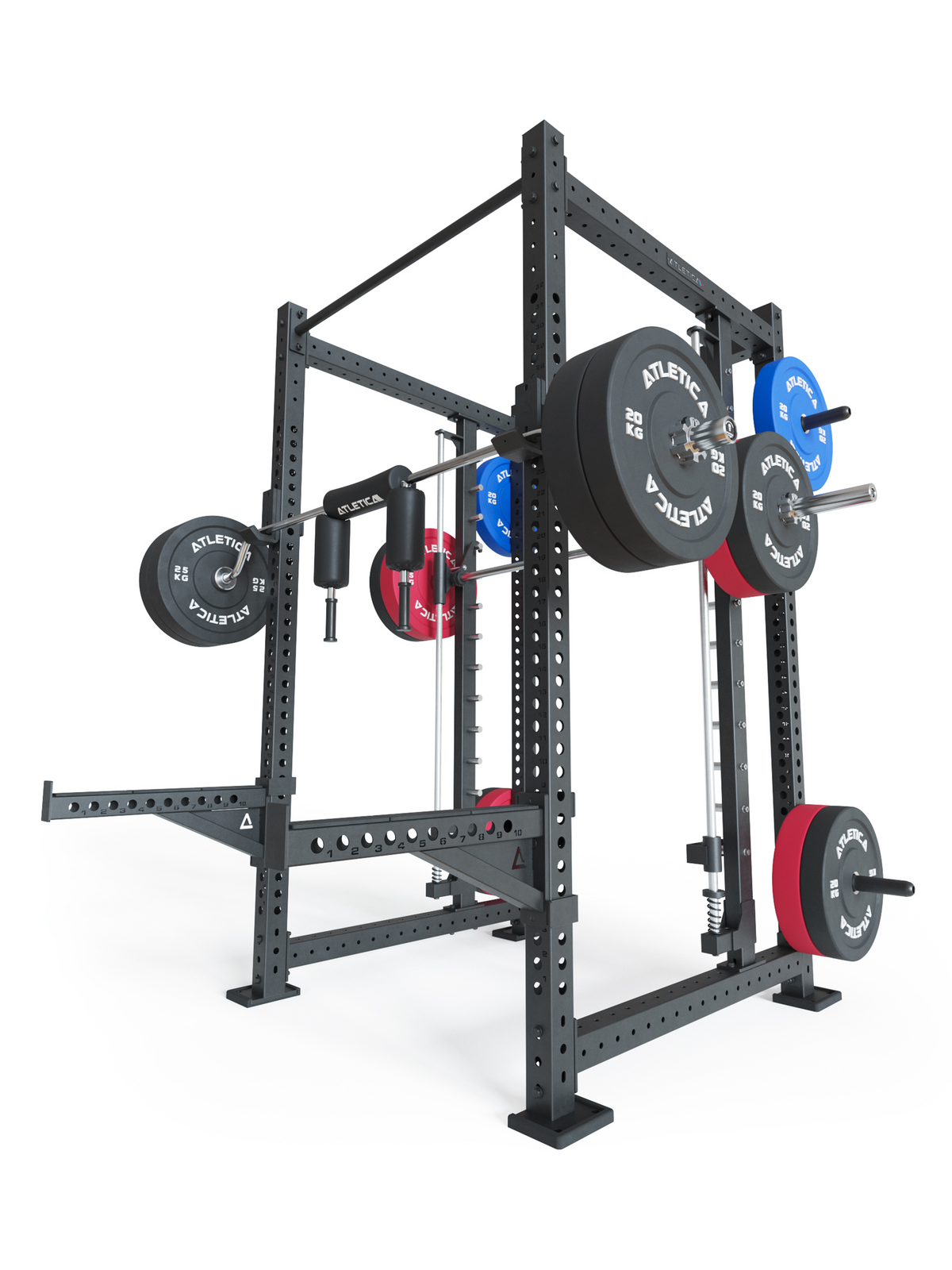 R8 Spectre Power Rack Long - black Smith Machine with weight plates, safety supports