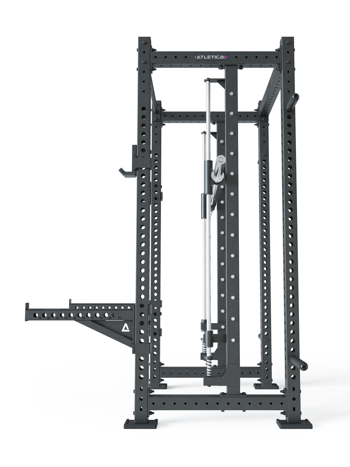 R8 Spectre Power Rack Medium - Black Smith Machine with Hole Grid, Barbell Hooks